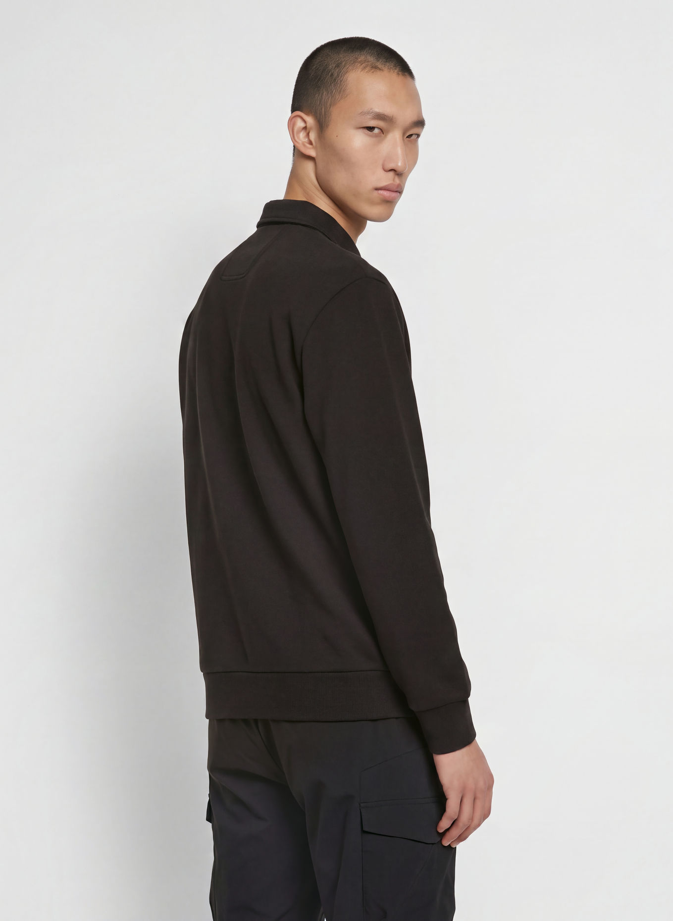 BOSS Sweat-Poloshirt PLACKET: SCHWARZ