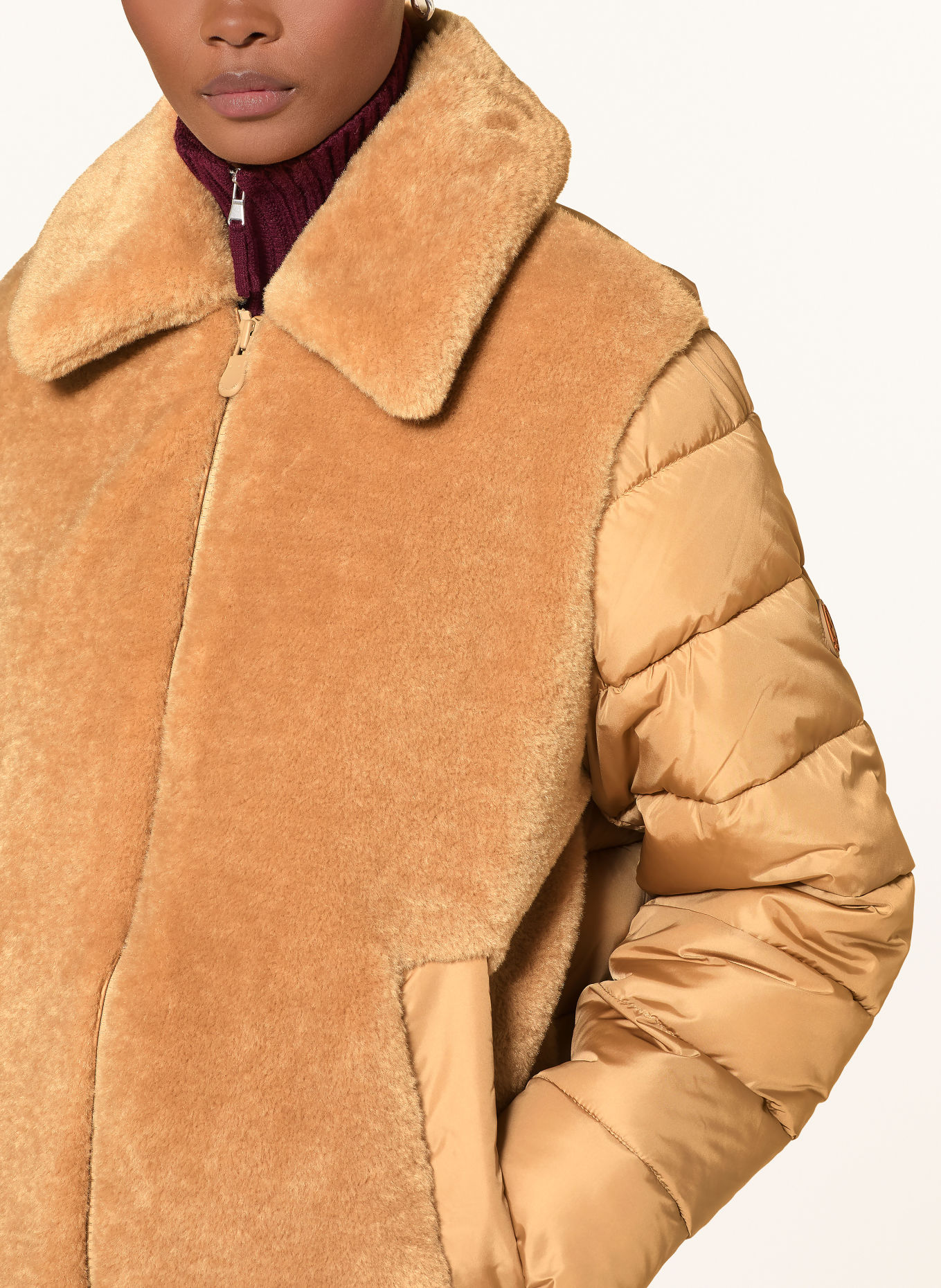 SAVE THE DUCK HANA Teddy Fur Jacket in a Mix of Materials: CAMEL