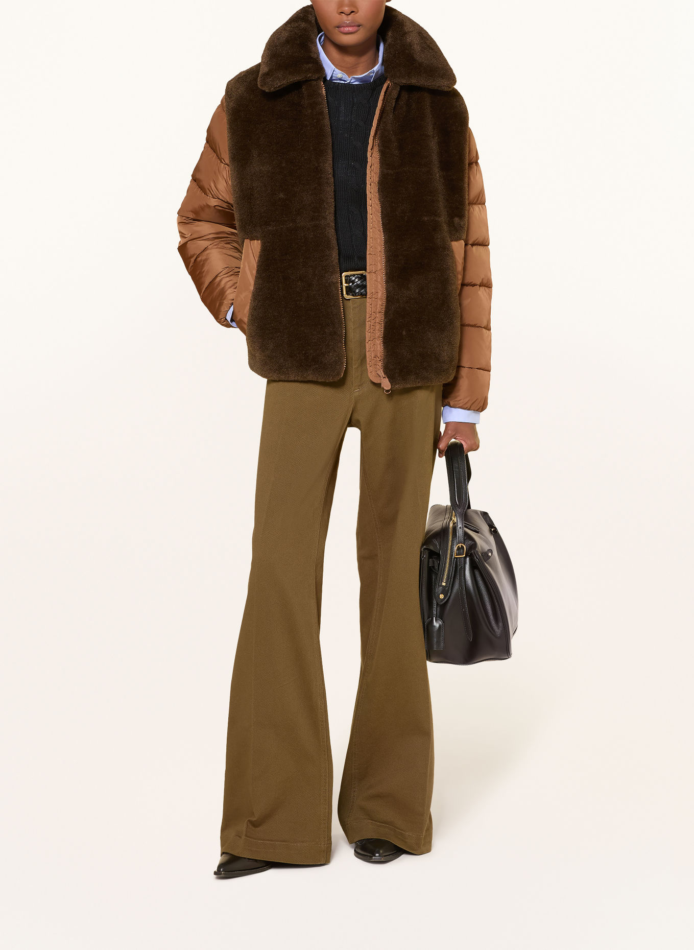 SAVE THE DUCK HANA Teddy Fur Jacket in a Mix of Materials: BROWN / DARK BROWN