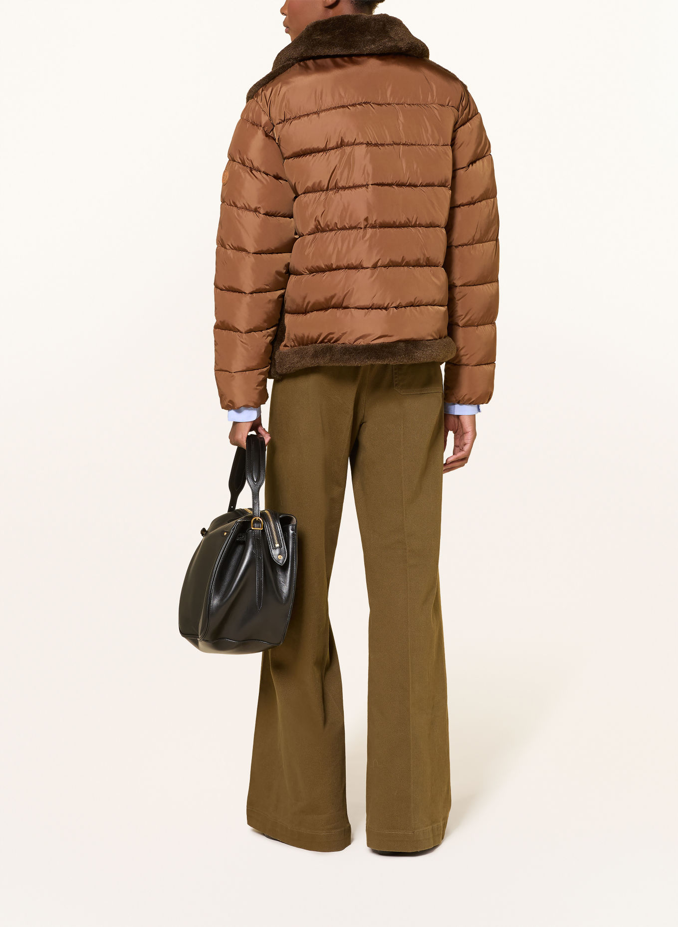 SAVE THE DUCK HANA Teddy Fur Jacket in a Mix of Materials: BROWN / DARK BROWN