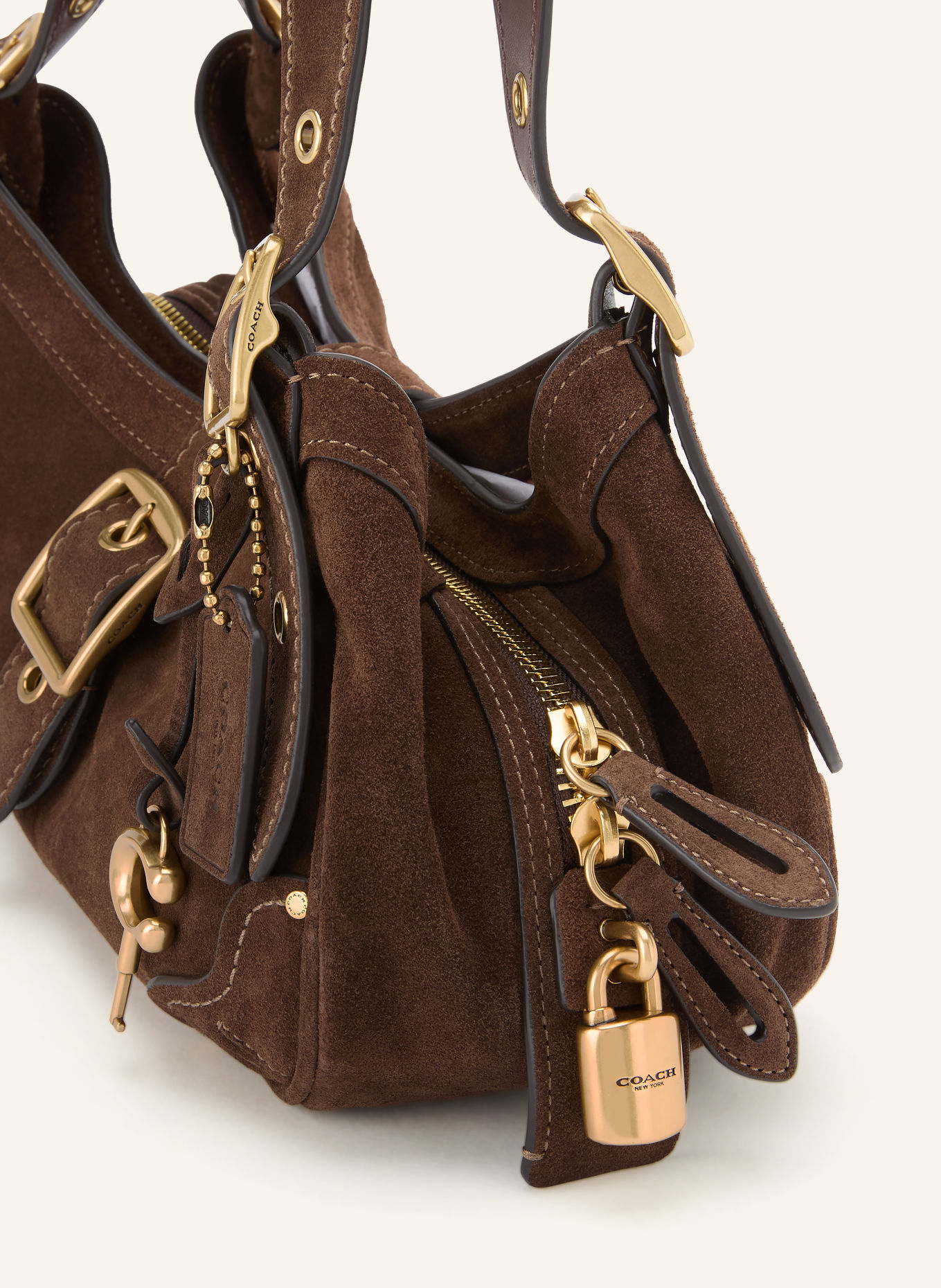 COACH Schoudertas DRIFTER 31: MARRON FONCÉ / GOUD