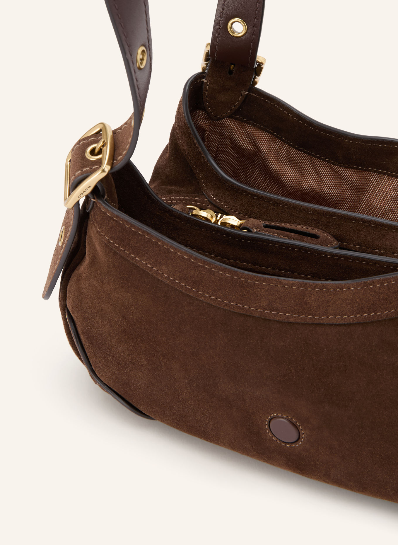 COACH Schoudertas DRIFTER 31: MARRON FONCÉ / GOUD