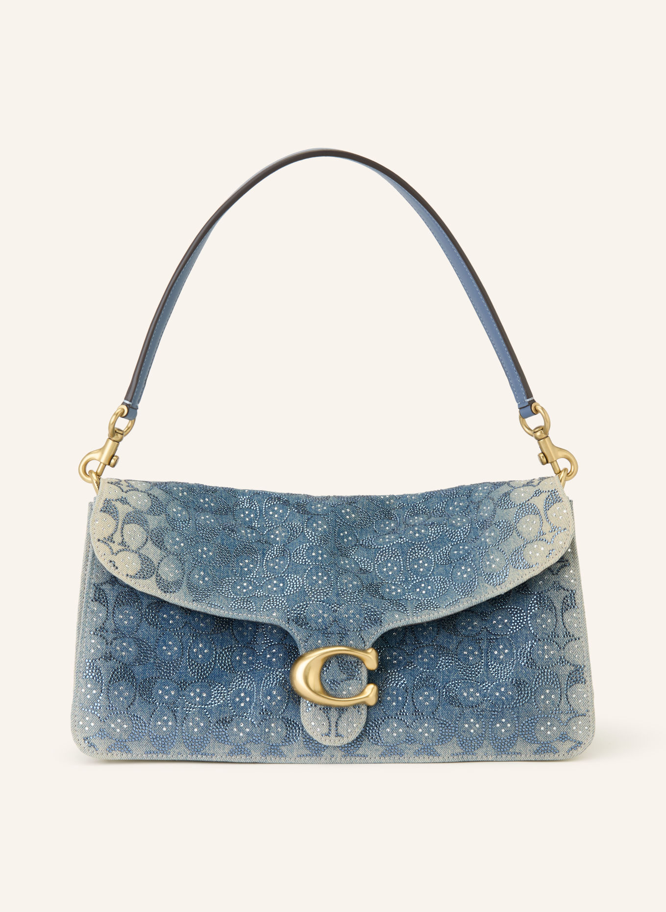 COACH TABBY 36 Shoulder Bag with Rhinestones: BLUE / GOLD