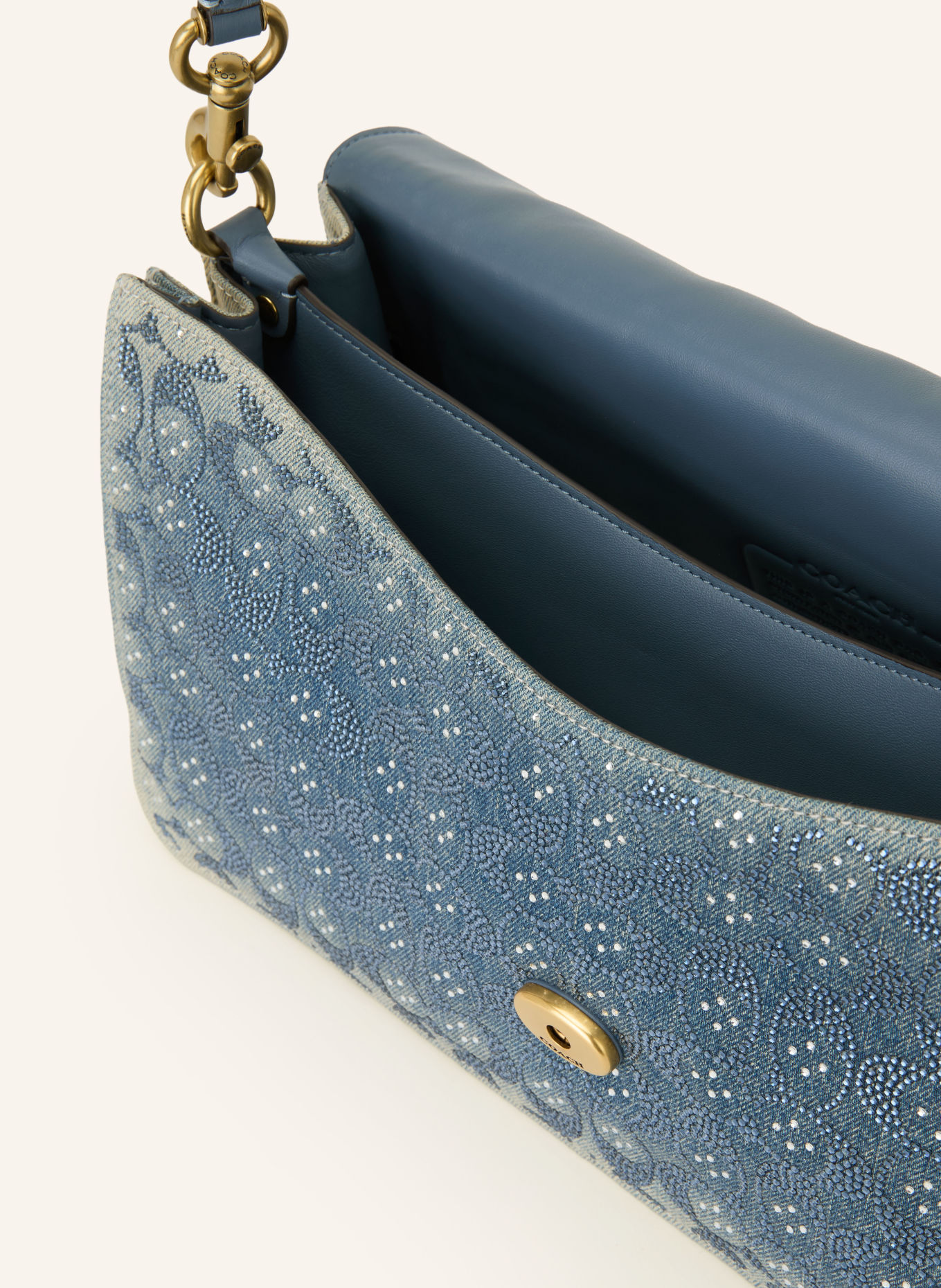 COACH TABBY 36 Shoulder Bag with Rhinestones: BLUE / GOLD