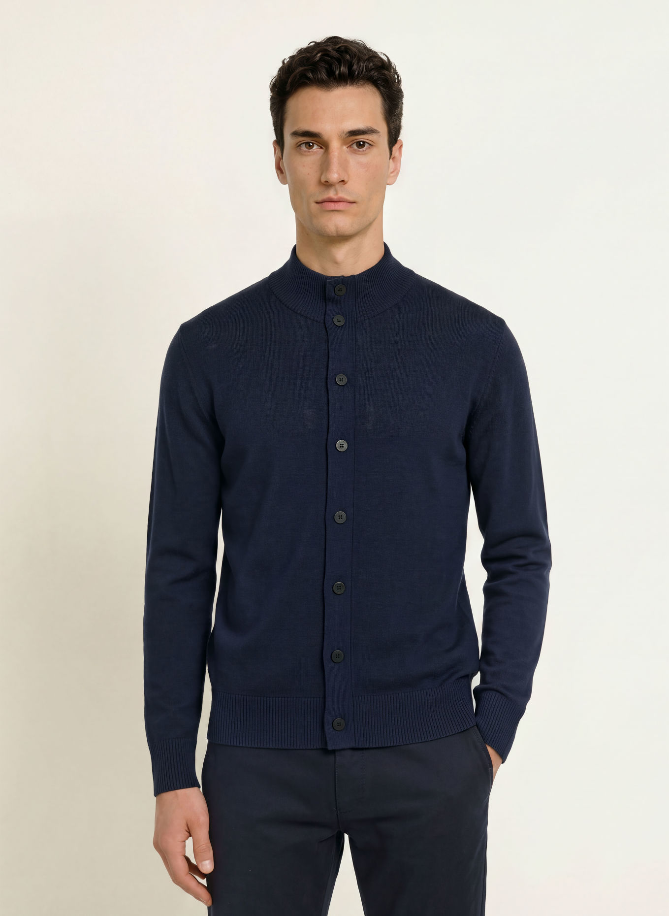 OLYMP SIGNATURE Strickjacke aus Merinowolle: DUNKELBLAU