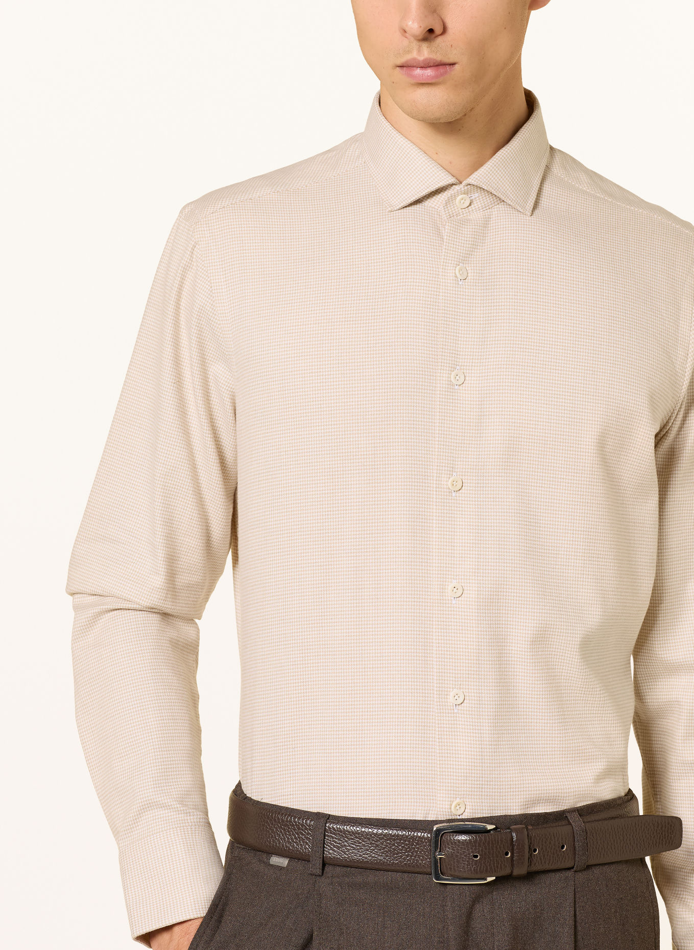 OLYMP SIGNATURE Hemd tailored fit: BEIGE / CREME