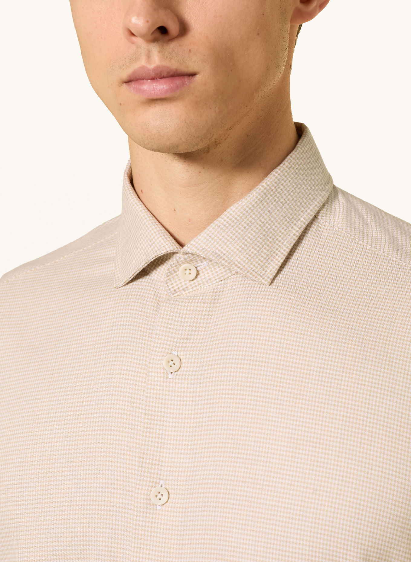OLYMP SIGNATURE Hemd tailored fit: BEIGE / CREME