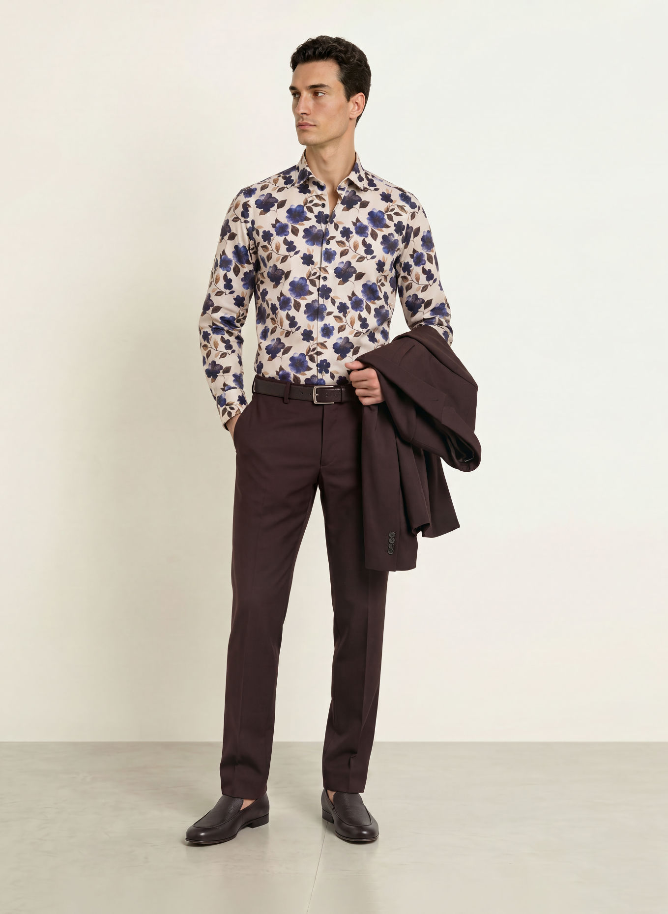 OLYMP SIGNATURE Hemd Signature tailored fit: CREME / DUNKELBRAUN / DUNKELBLAU