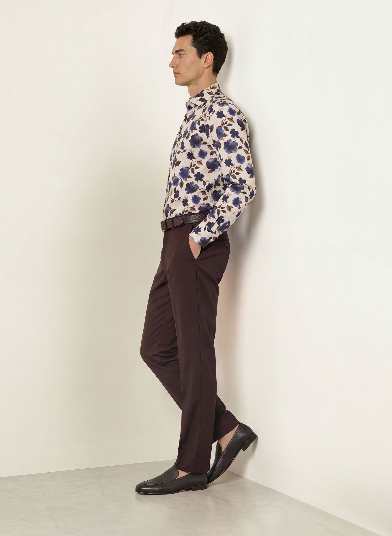 OLYMP SIGNATURE Hemd Signature tailored fit: CREME / DUNKELBRAUN / DUNKELBLAU