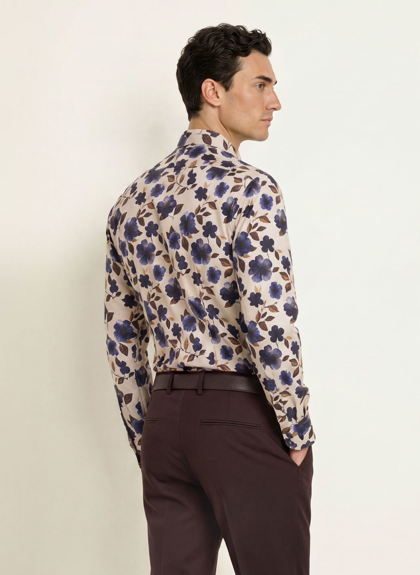 OLYMP SIGNATURE Hemd Signature tailored fit: CREME / DUNKELBRAUN / DUNKELBLAU