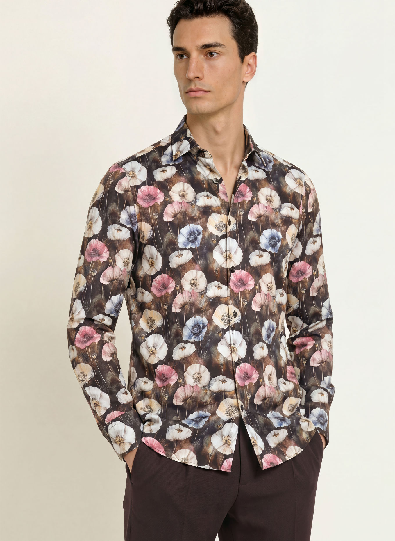 OLYMP SIGNATURE Hemd Signature tailored fit: DUNKELBLAU / ROSA / BEIGE