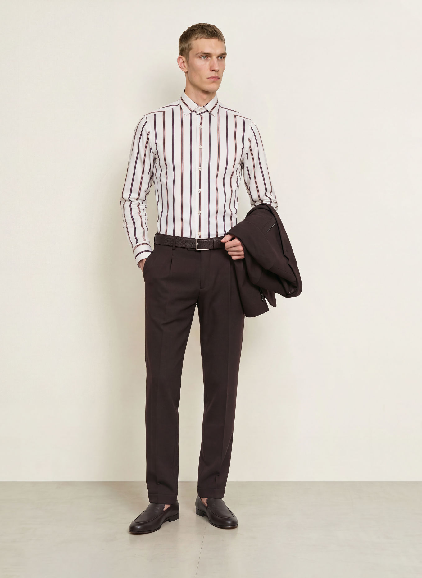 OLYMP SIGNATURE Hemd Signature tailored fit: CREME / DUNKELBRAUN / BEIGE