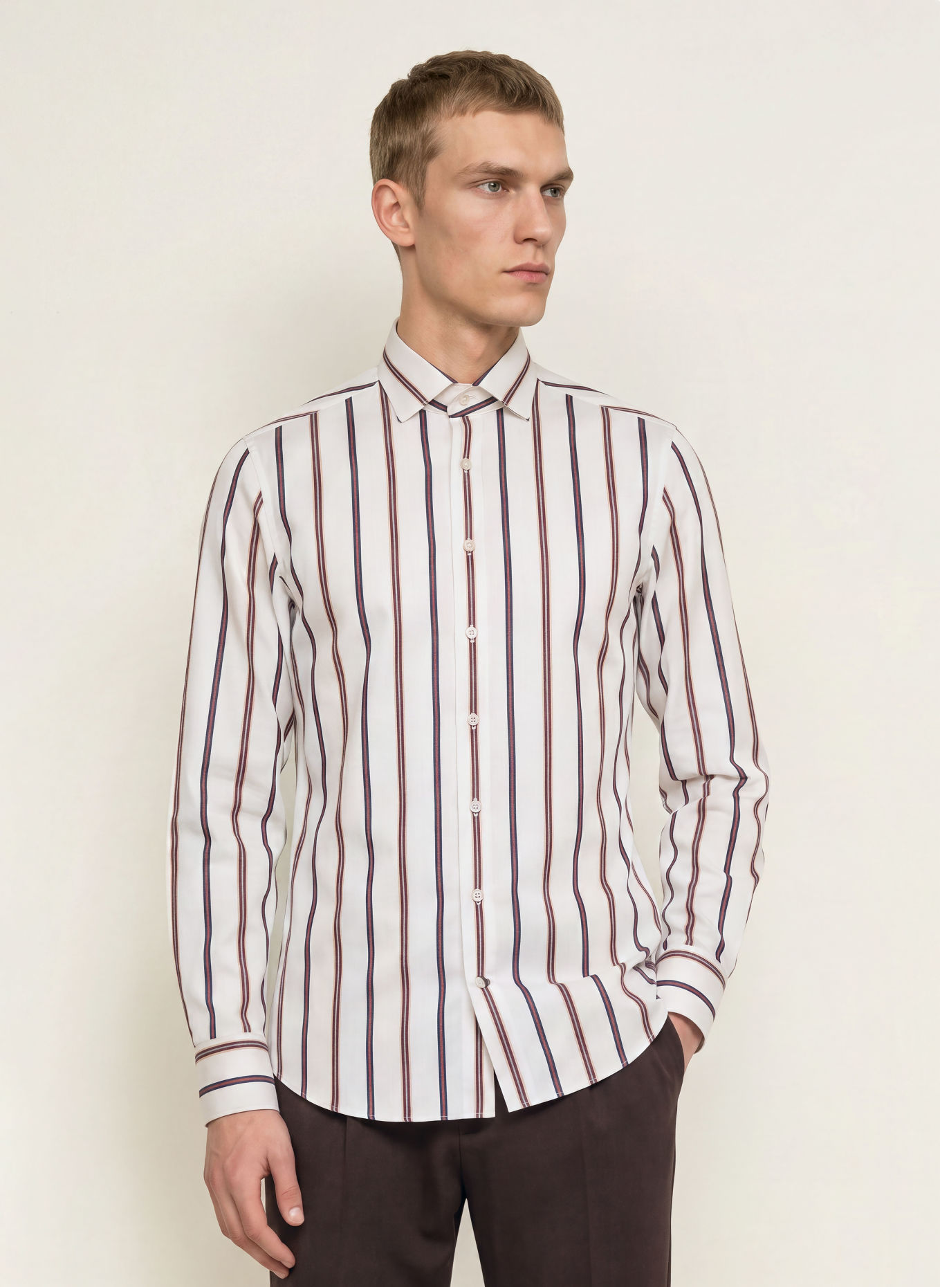 OLYMP SIGNATURE Hemd Signature tailored fit: CREME / DUNKELBRAUN / BEIGE