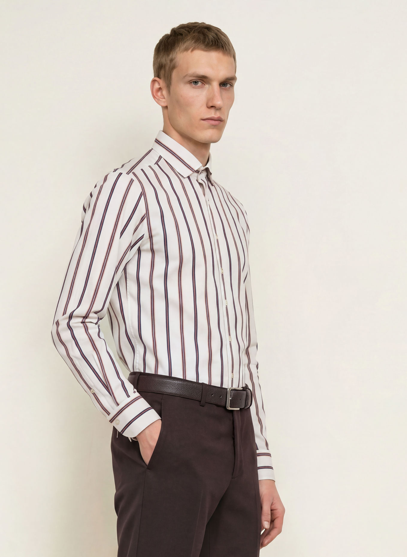 OLYMP SIGNATURE Hemd Signature tailored fit: CREME / DUNKELBRAUN / BEIGE