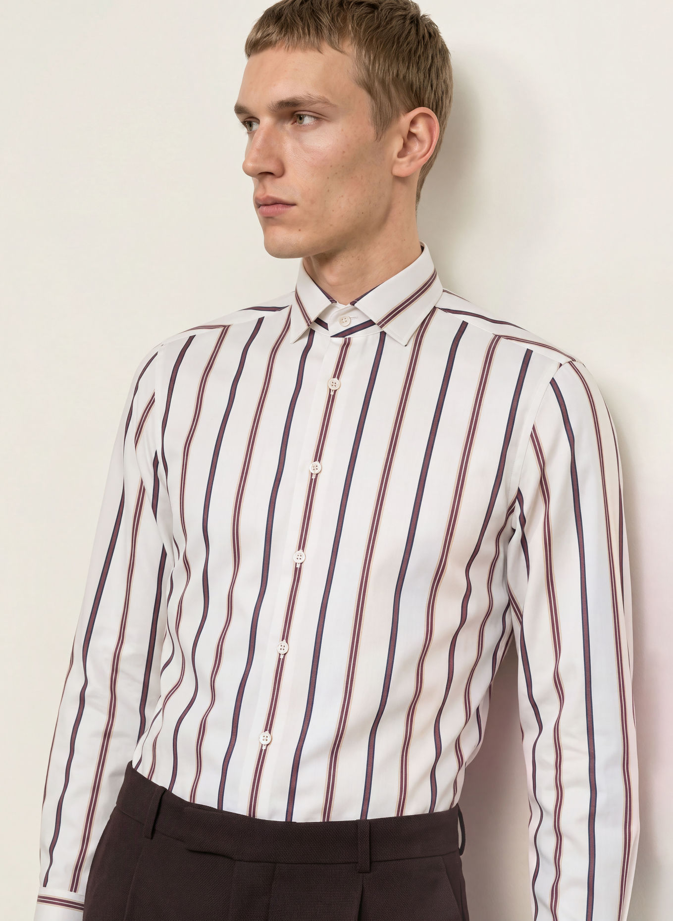 OLYMP SIGNATURE Hemd Signature tailored fit: CREME / DUNKELBRAUN / BEIGE