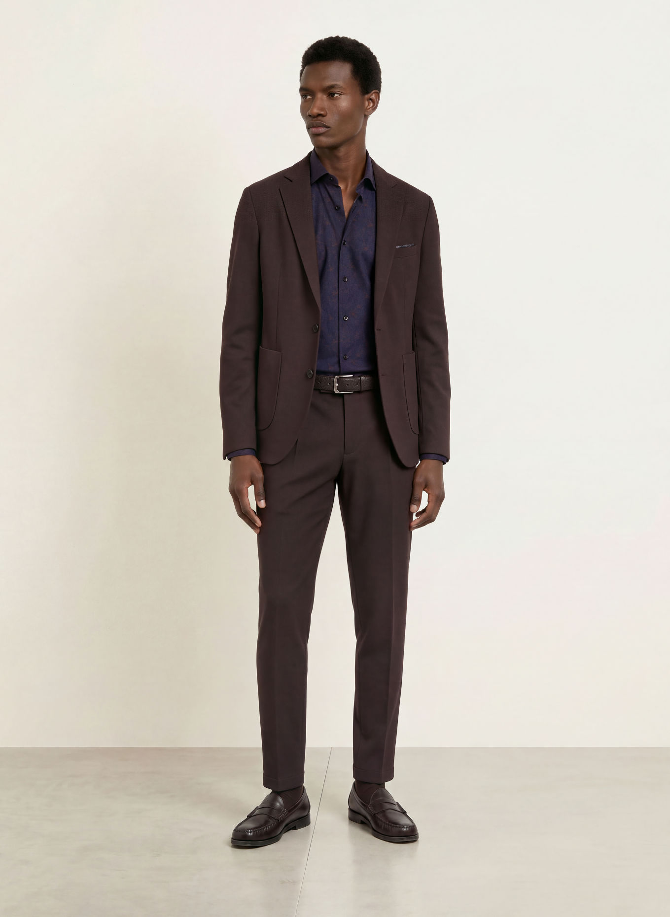 OLYMP SIGNATURE Hemd Casual tailored fit: DUNKELBLAU / COGNAC