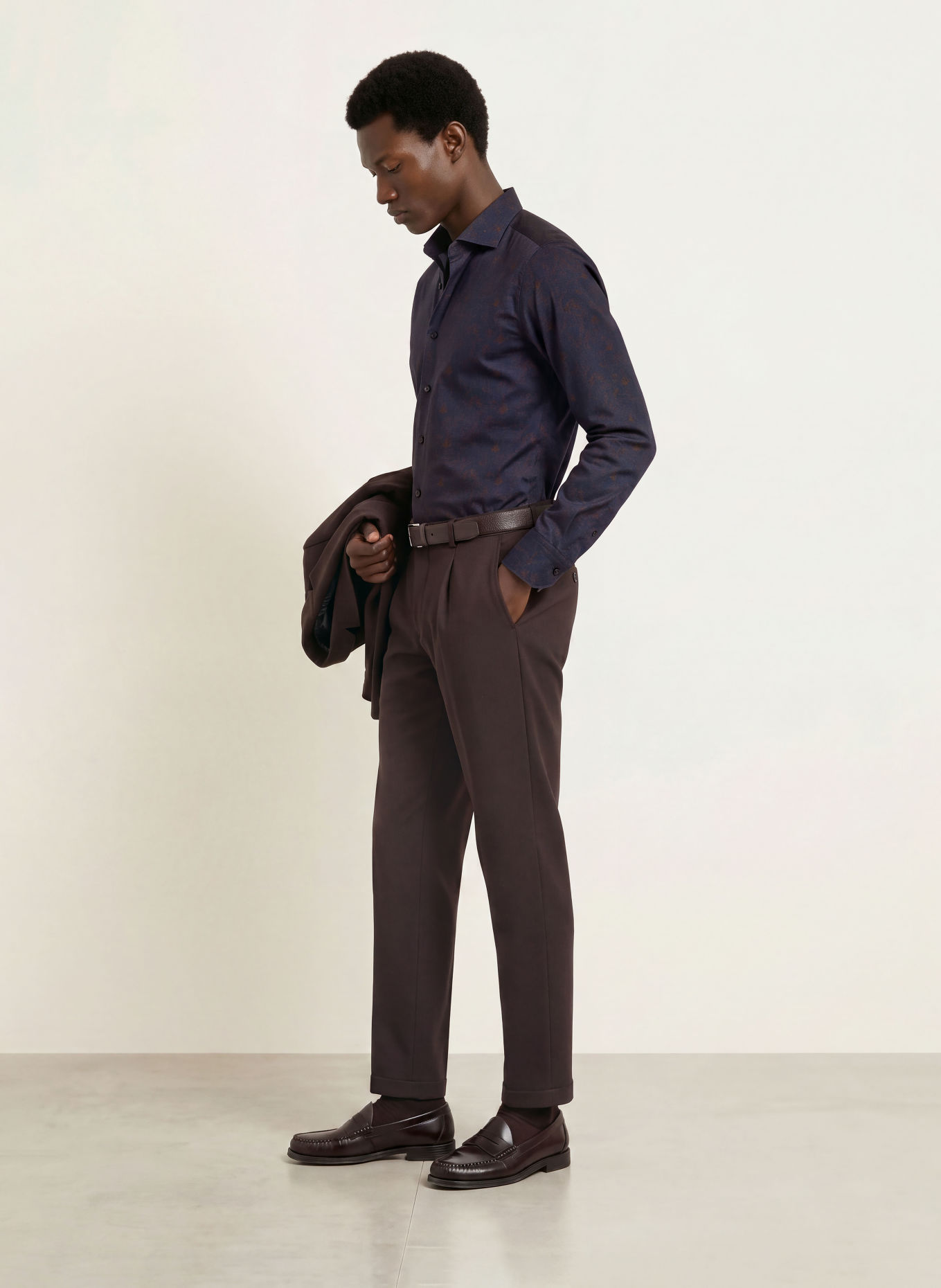 OLYMP SIGNATURE Hemd Casual tailored fit: DUNKELBLAU / COGNAC
