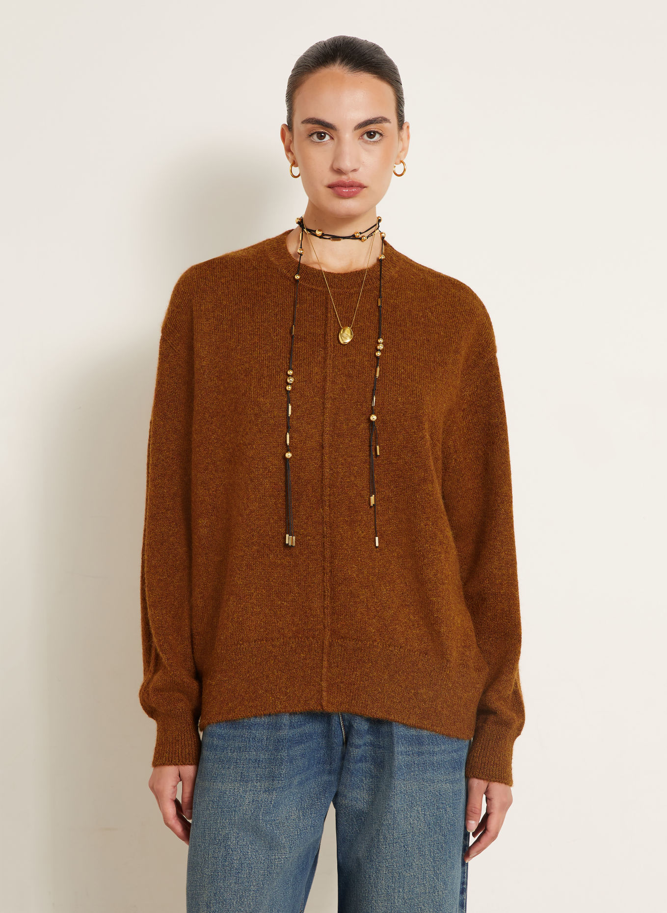 ISABEL MARANT THOMANE Sweater with Alpaca: BROWN