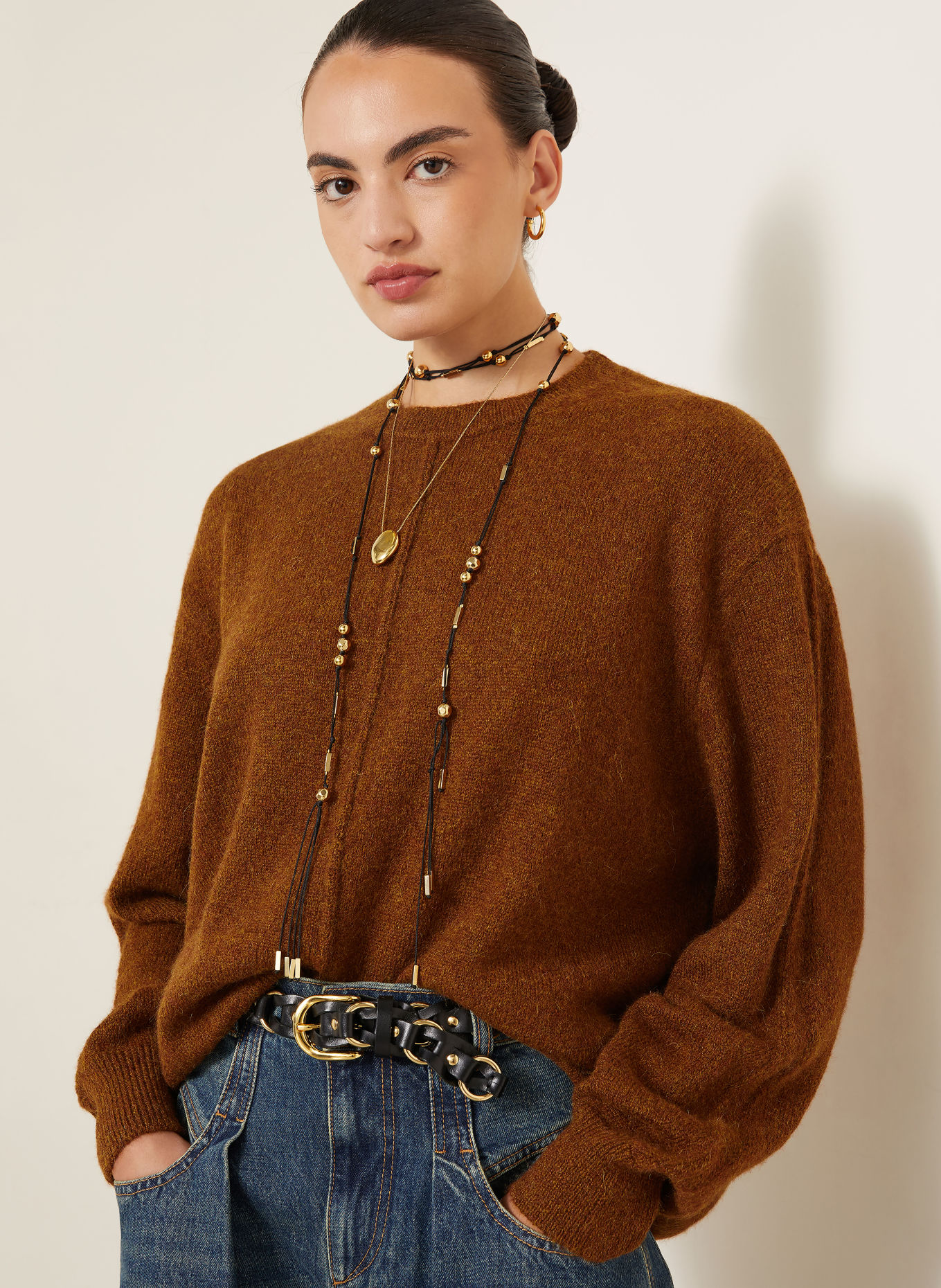 ISABEL MARANT THOMANE Sweater with Alpaca: BROWN