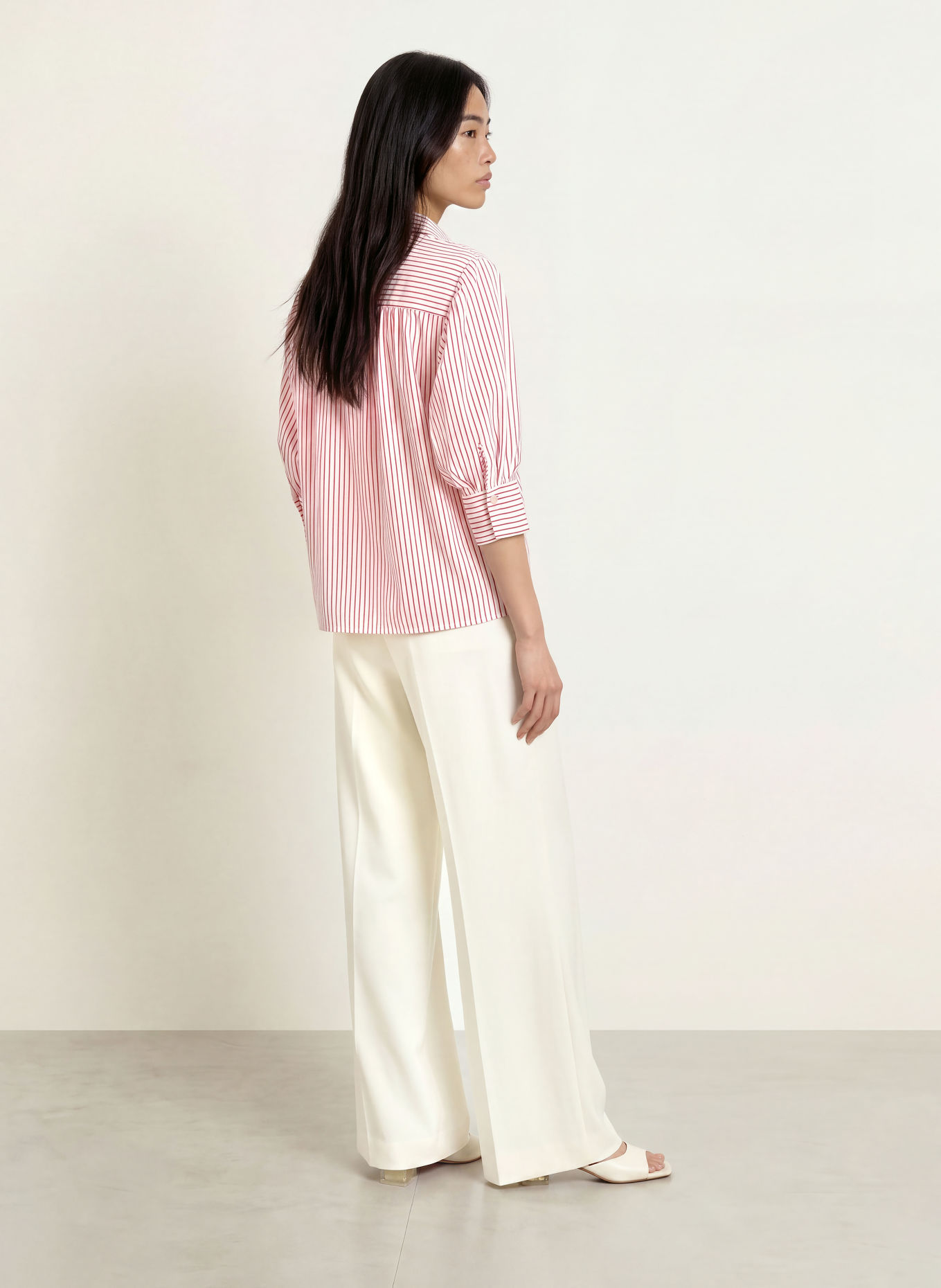 MARELLA Overhemdblouse met 3/4-mouwen: WIT / ROOD