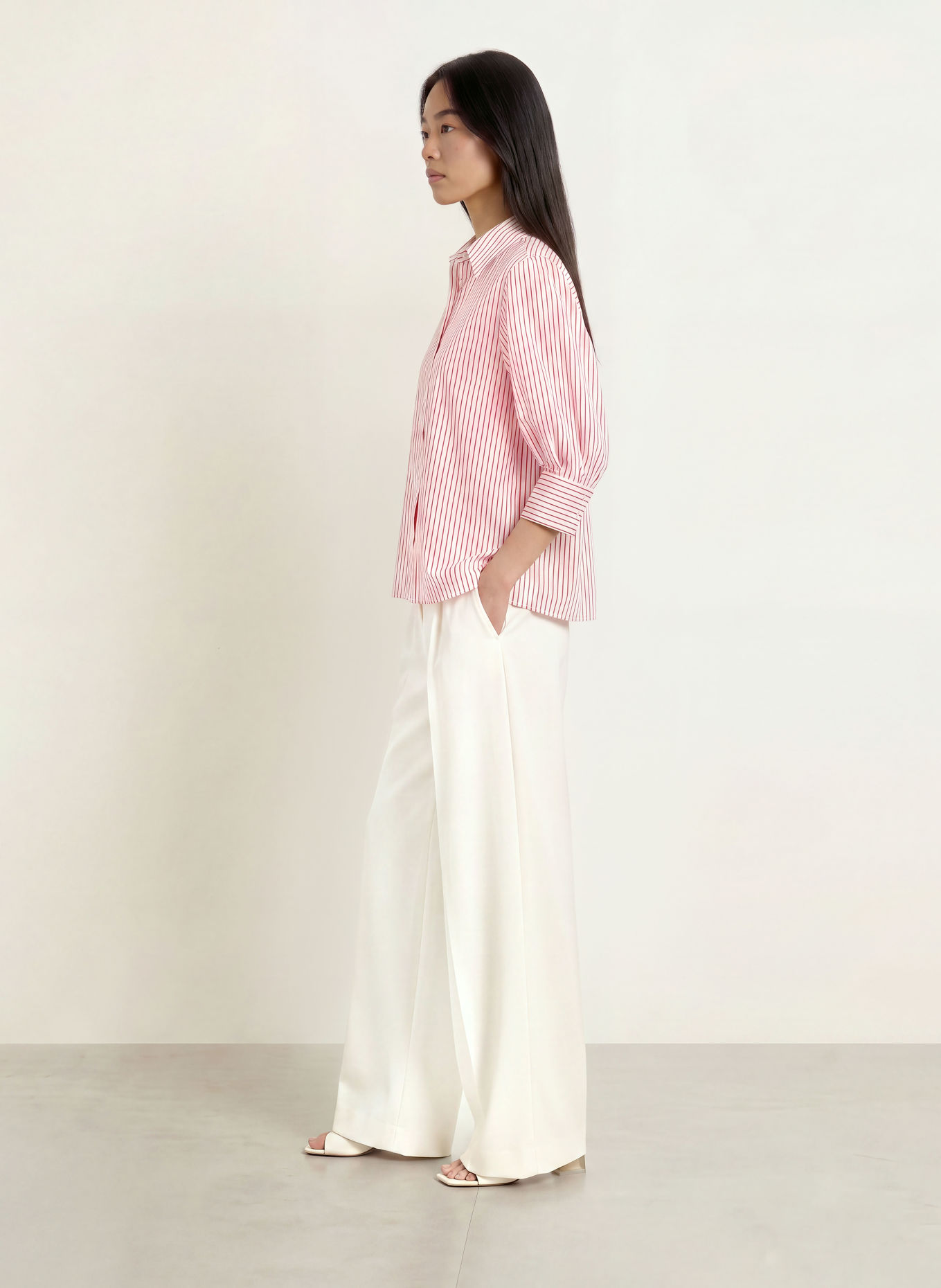 MARELLA Overhemdblouse met 3/4-mouwen: WIT / ROOD