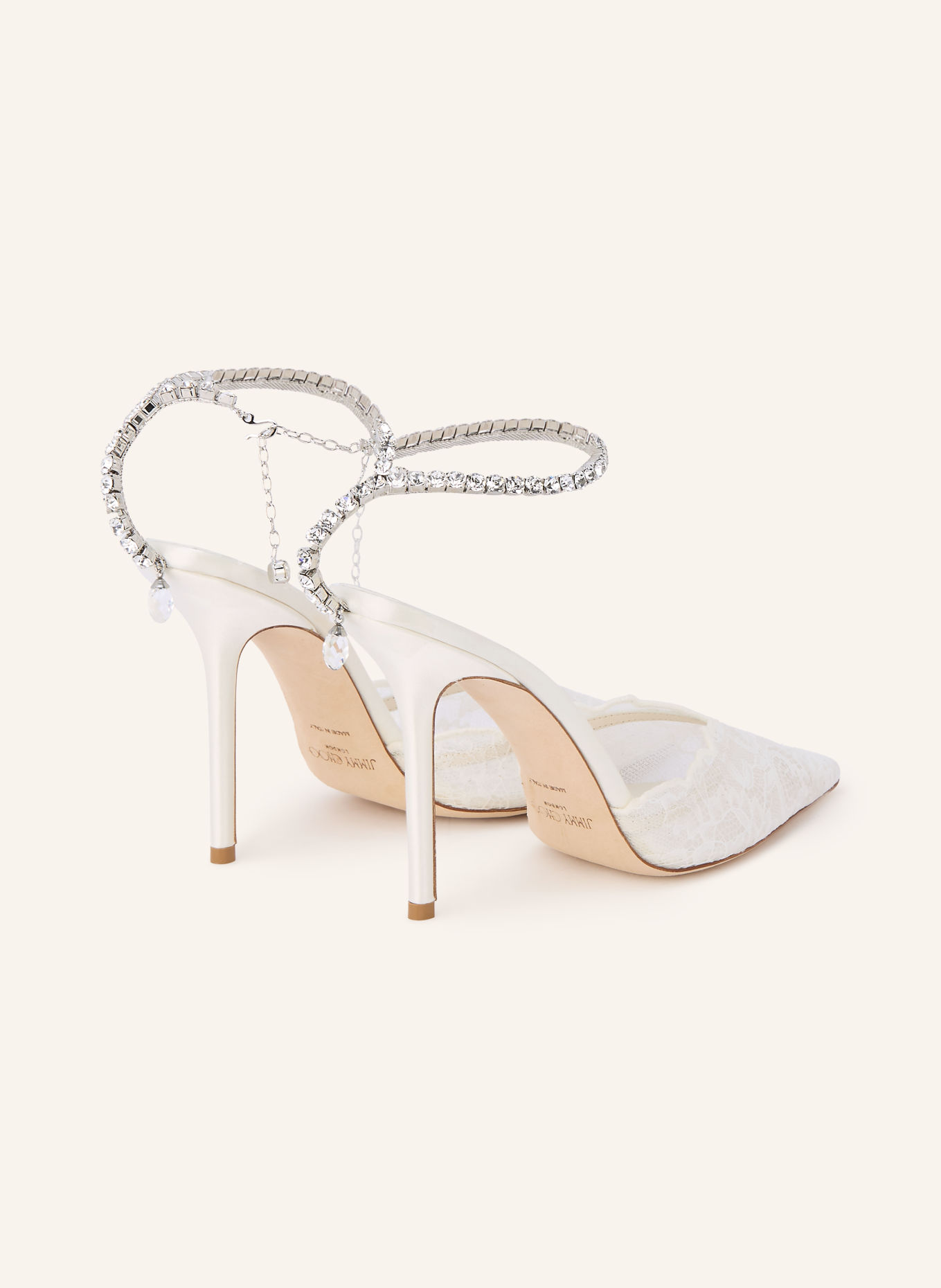 JIMMY CHOO Slingpumps SAEDA 100 mit Schmucksteinen: ECRU
