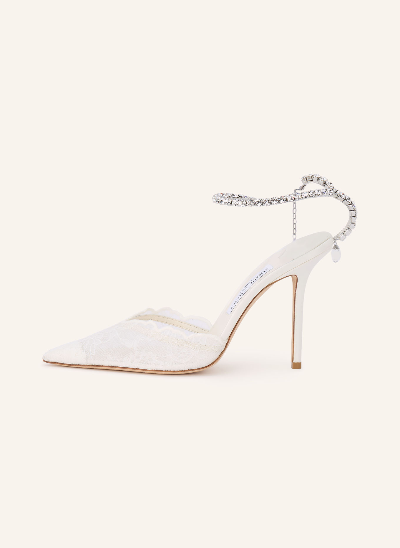 JIMMY CHOO Slingpumps SAEDA 100 mit Schmucksteinen: ECRU