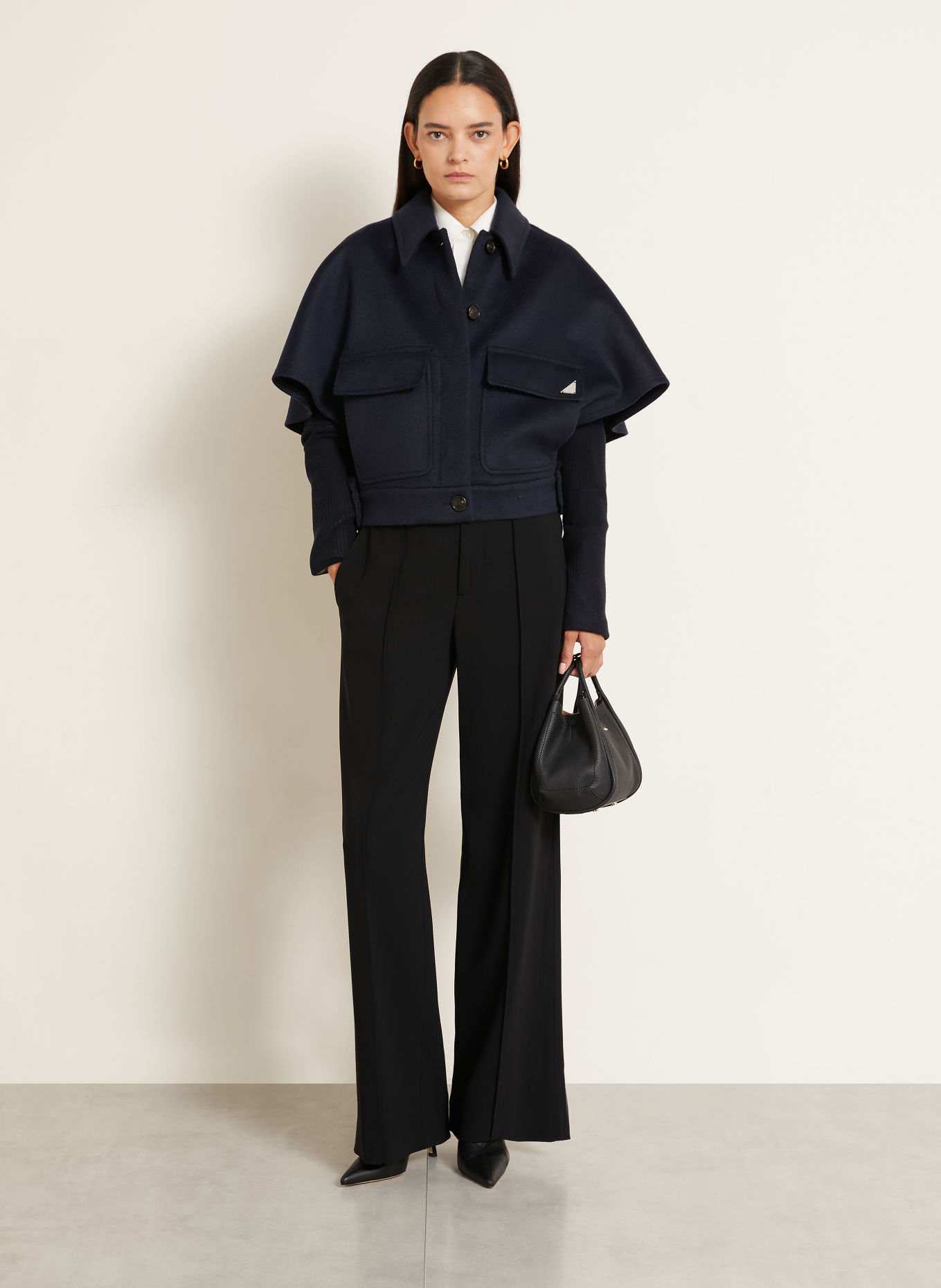 Max Mara Kasjmier-Cape DREAM: DONKERBLAUW