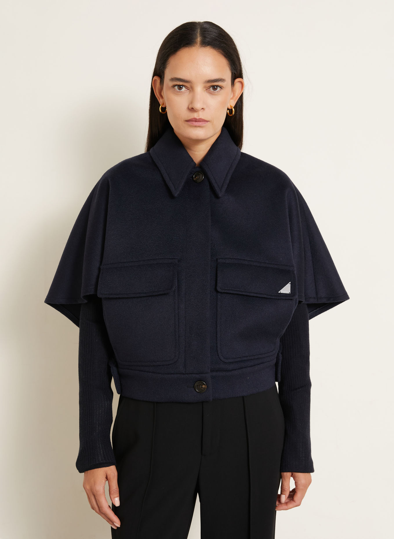 Max Mara Kasjmier-Cape DREAM: DONKERBLAUW