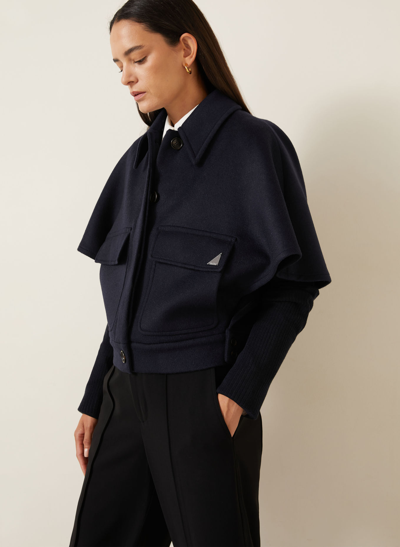 Max Mara Kasjmier-Cape DREAM: DONKERBLAUW