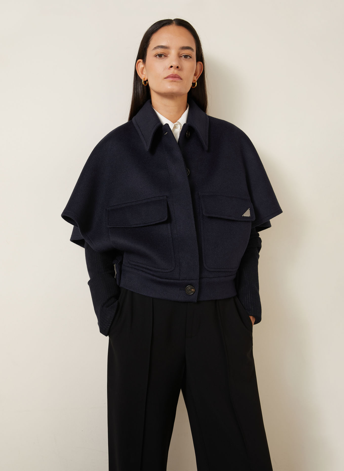 Max Mara Kasjmier-Cape DREAM: DONKERBLAUW