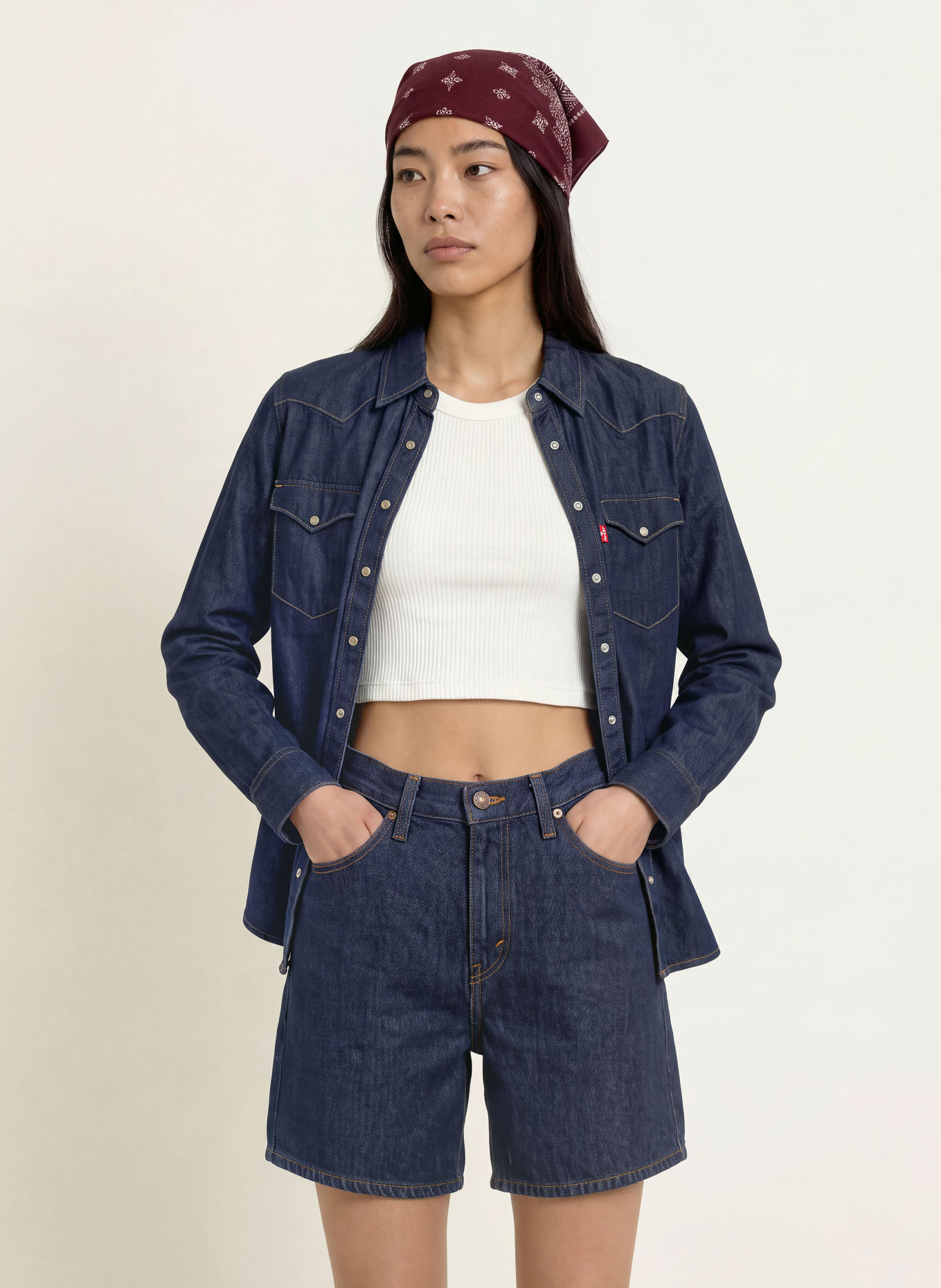 Levi's® Denimblouse HERITAGE WESTERN: DONKERBLAUW
