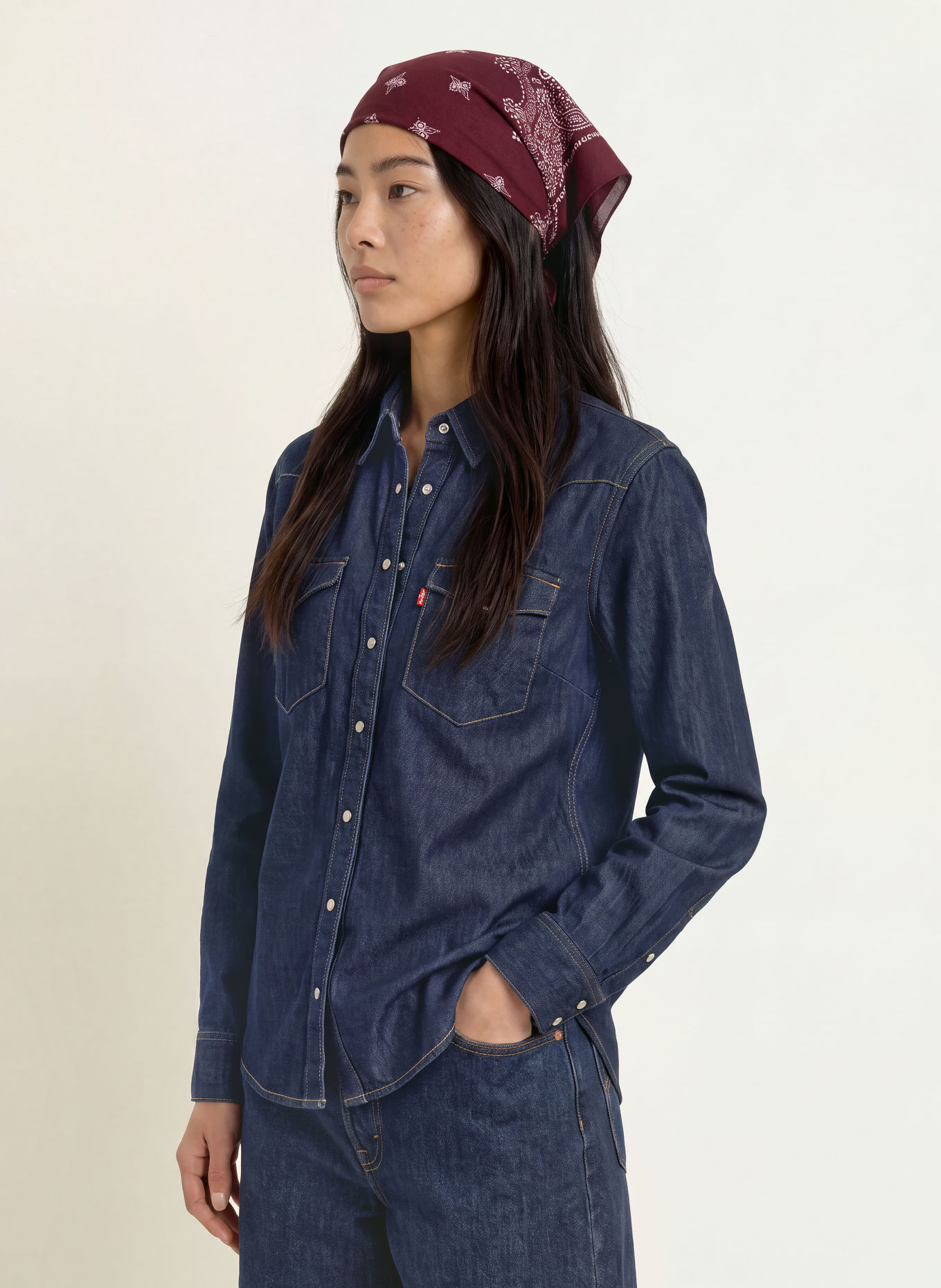 Levi's® Denimblouse HERITAGE WESTERN: DONKERBLAUW