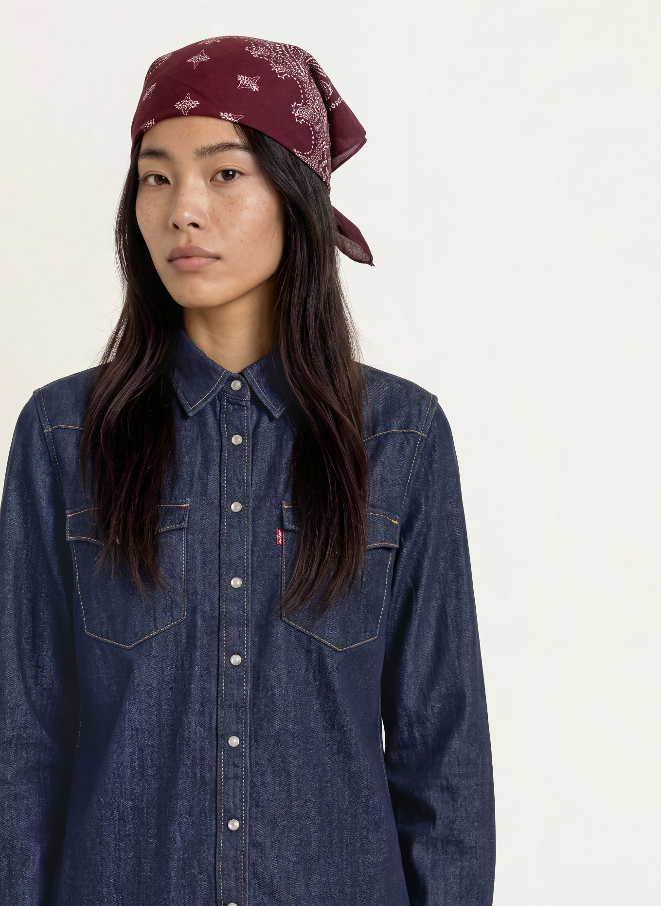 Levi's® Denimblouse HERITAGE WESTERN: DONKERBLAUW