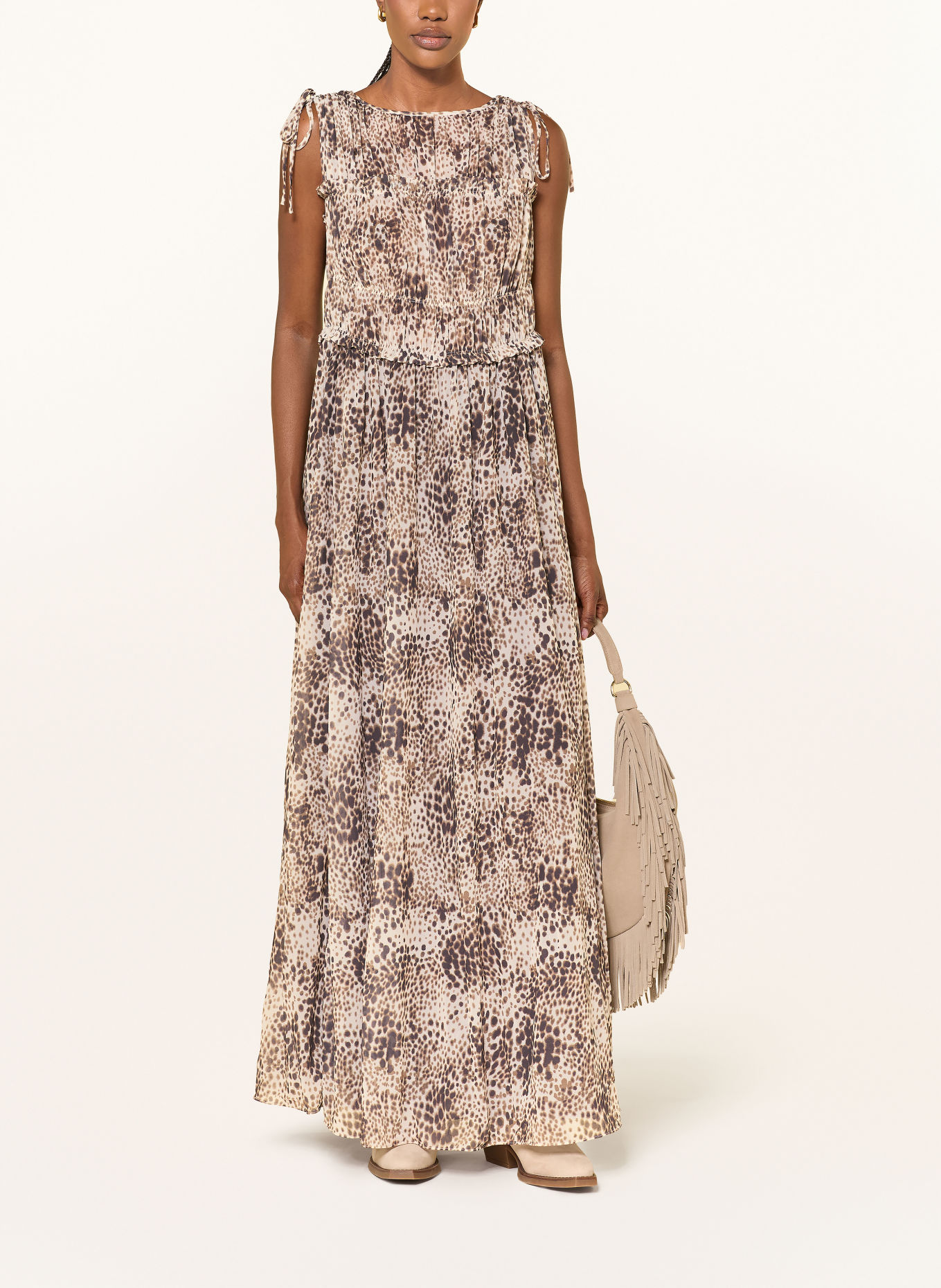 MAX & Co. Kleid PAUSA mit Rüschen: CREME / BRAUN / SCHWARZ