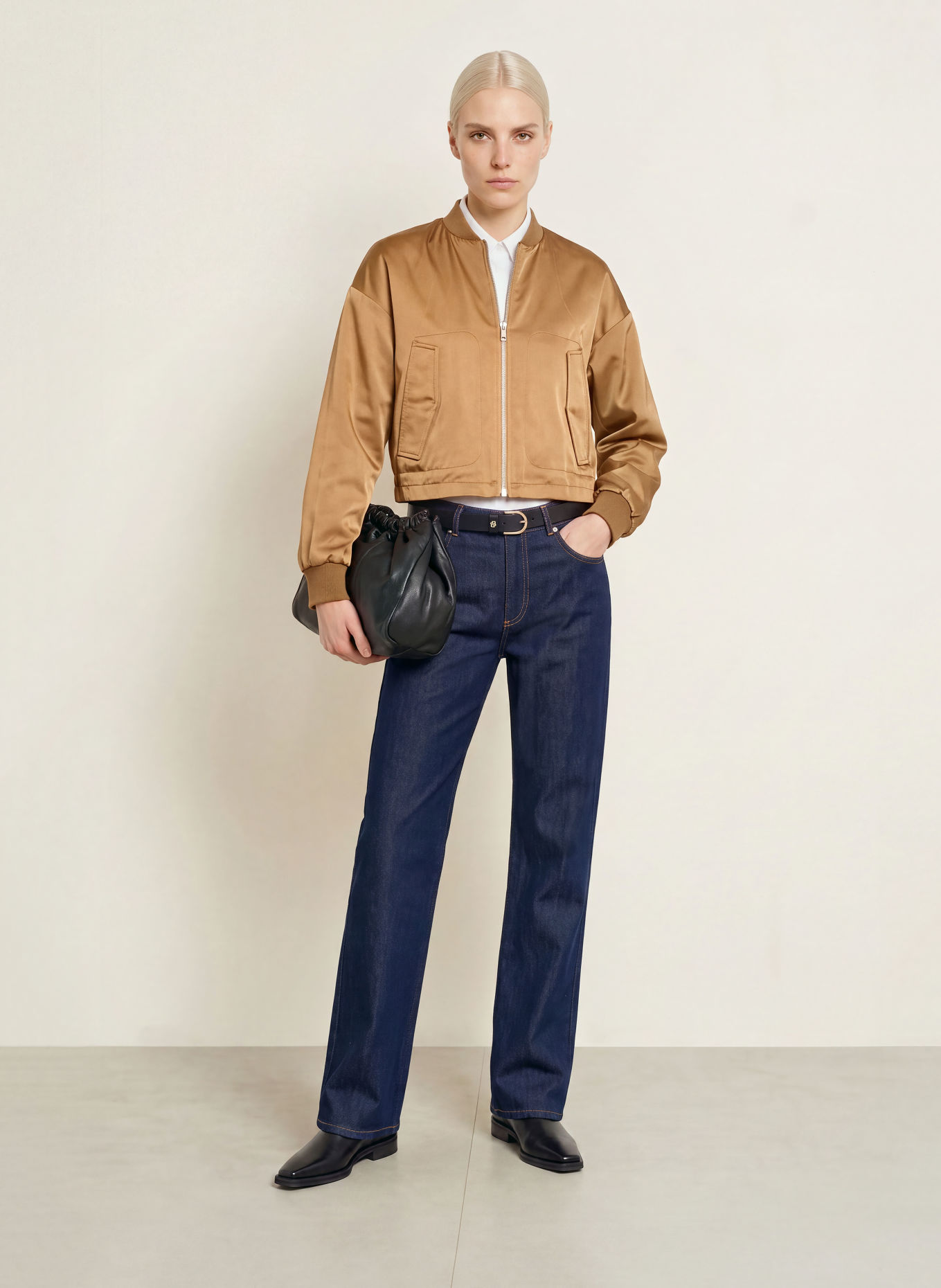 MAX & Co. Satijnen blouson SVELTO: COGNAC