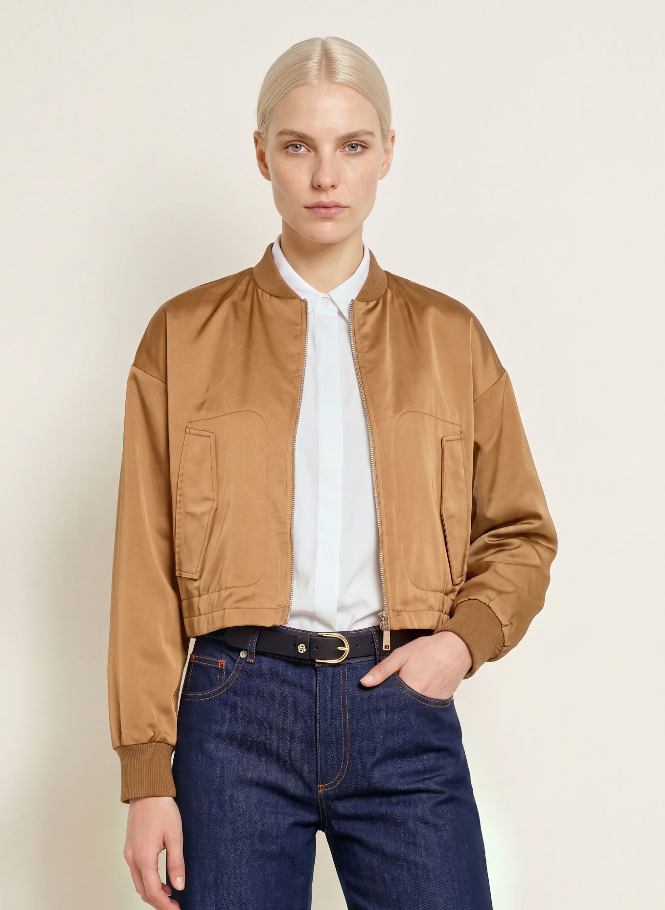 MAX & Co. Satijnen blouson SVELTO: COGNAC