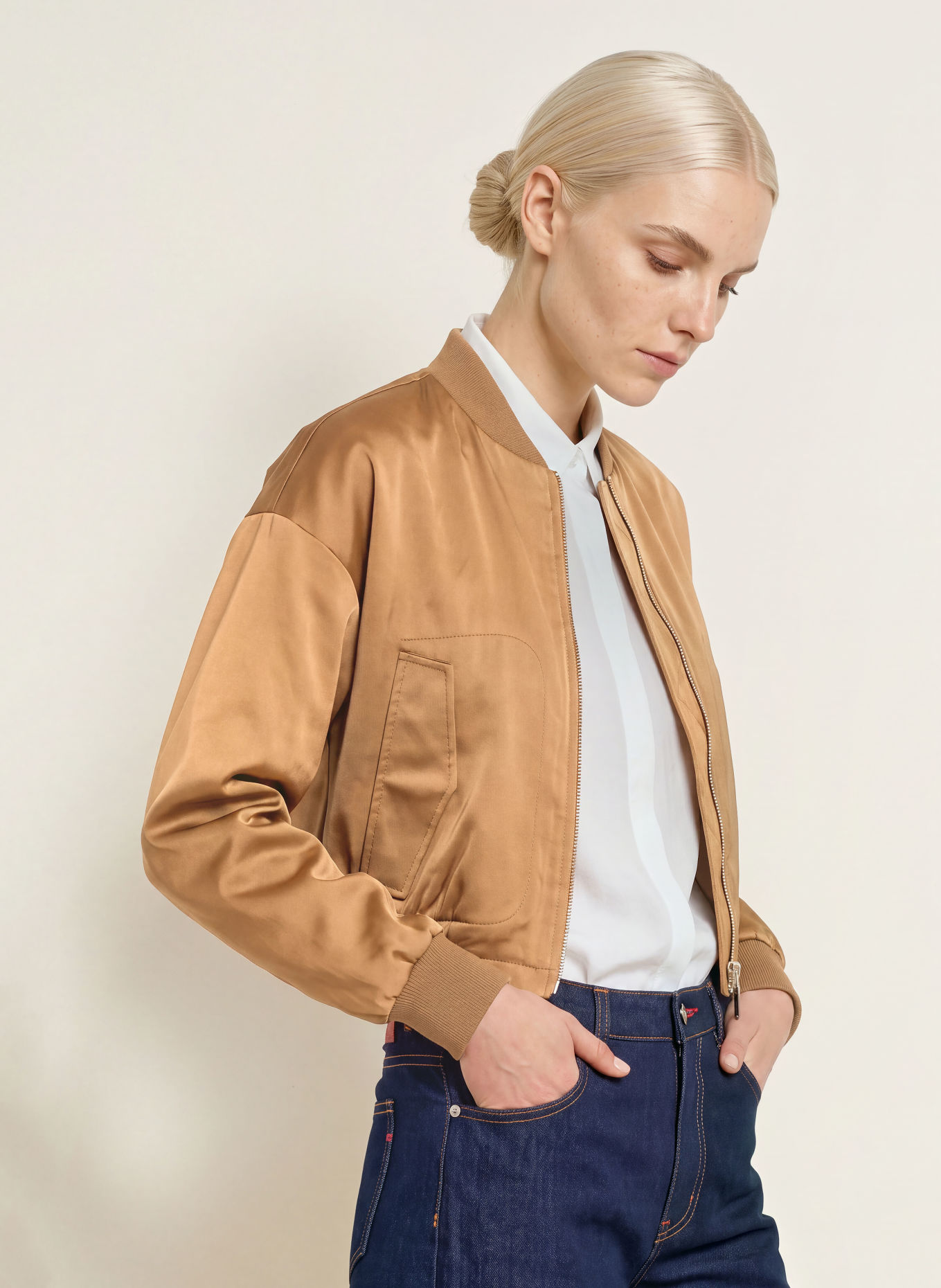 MAX & Co. Satijnen blouson SVELTO: COGNAC