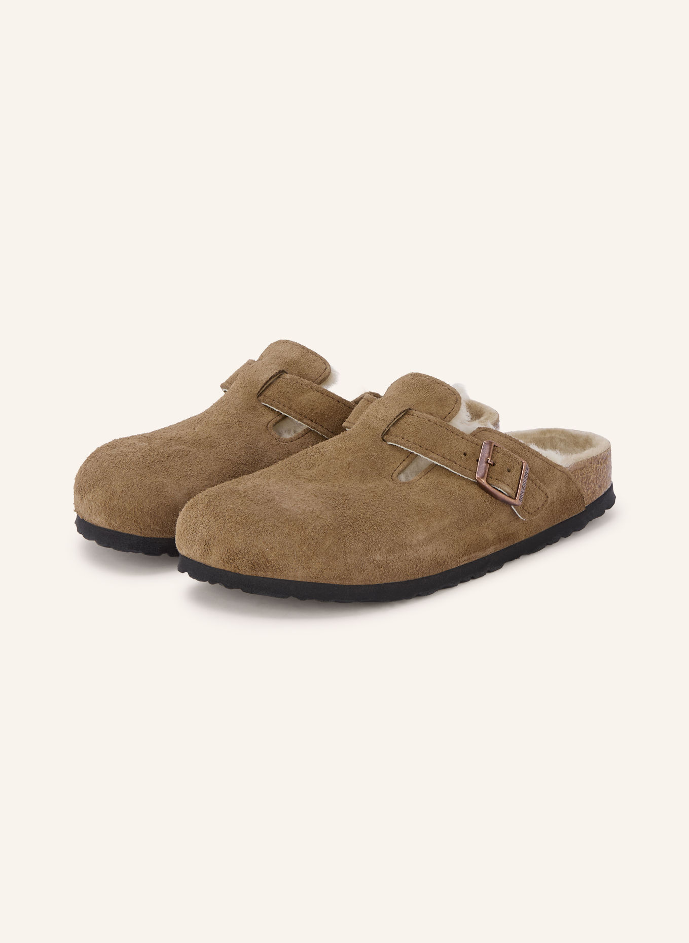 BIRKENSTOCK Pantofle BOSTON SHEARLING: ČERNOŠEDÁ