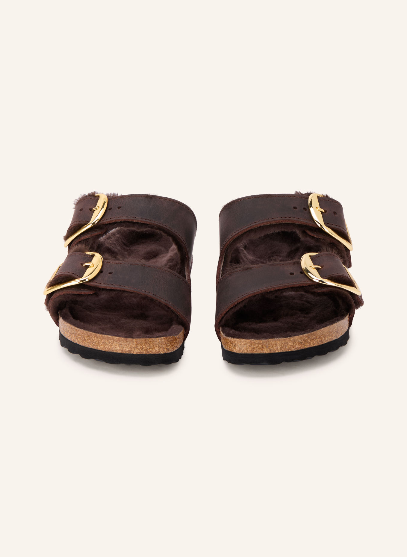 BIRKENSTOCK Muiltjes ARIZONA SHEARLING: MARRON FONCÉ