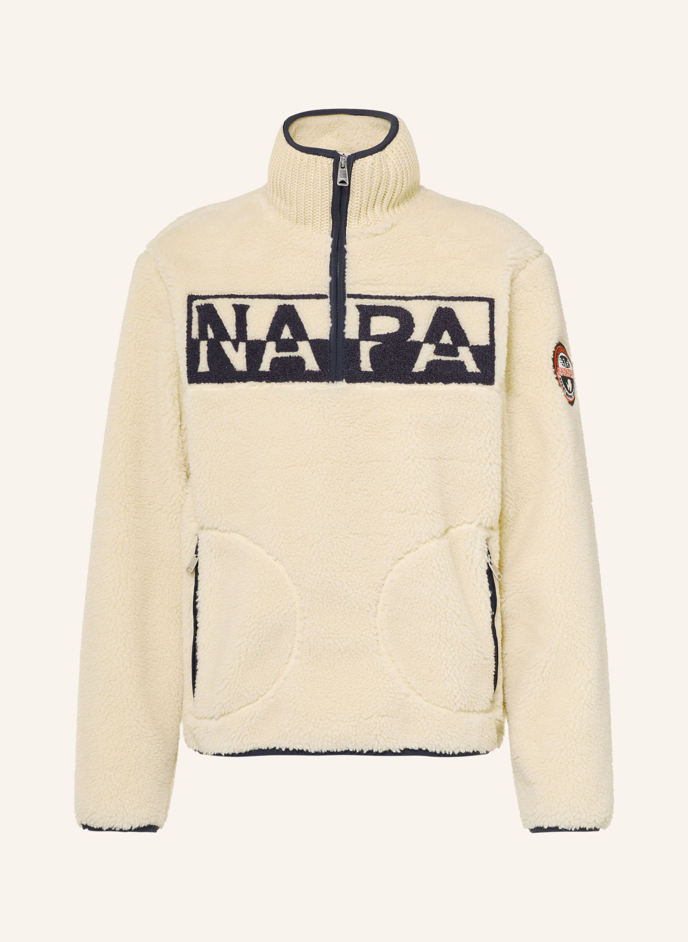 NAPAPIJRI ARCHIVE Fleece Half-zip Sweater: CREAM / DARK BLUE / BLACK