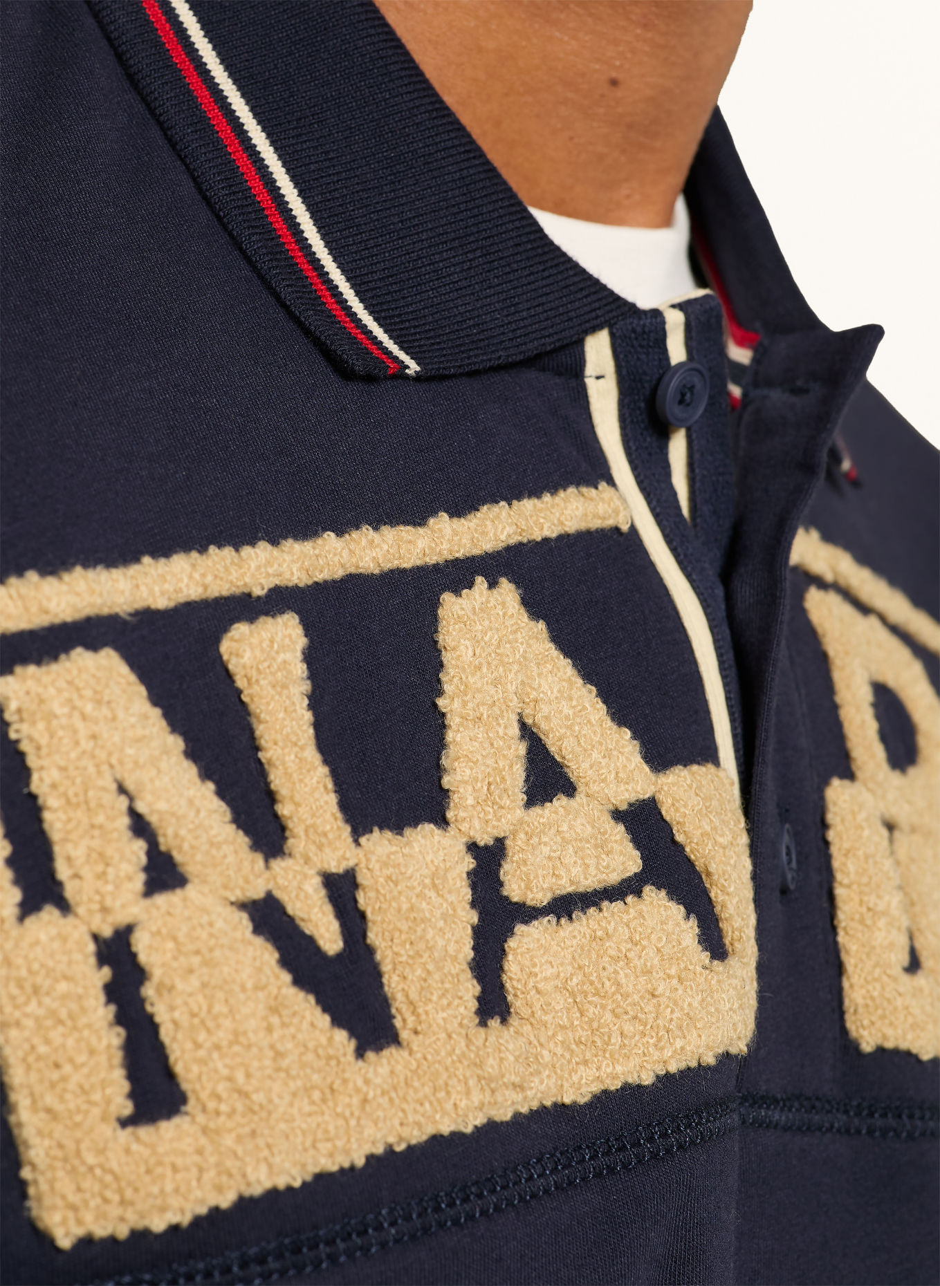 NAPAPIJRI Jersey-poloshirt E-ARCHIVE Relaxed Fit: DONKERBLAUW / BEIGE / ROOD