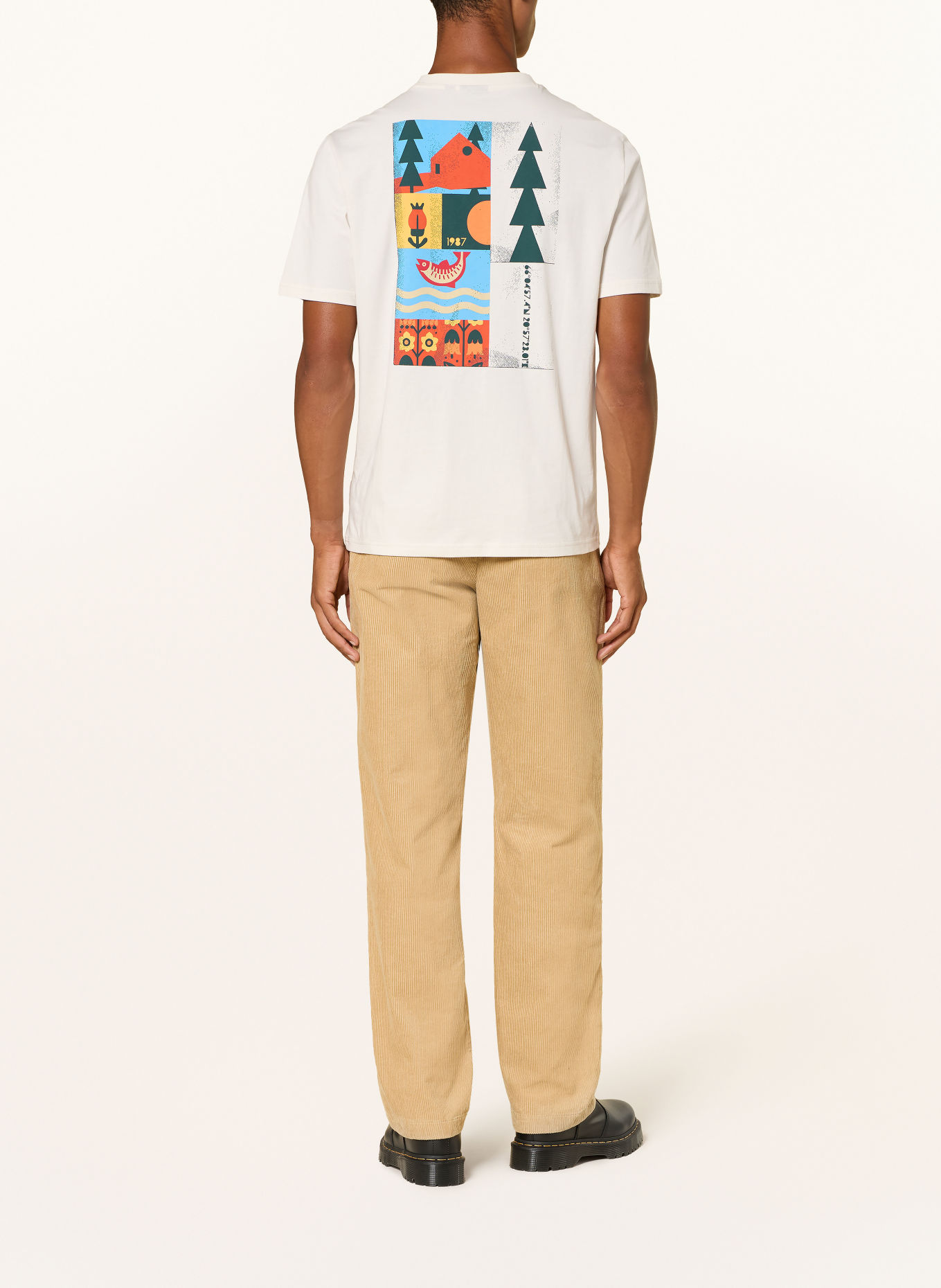 NAPAPIJRI T-shirt SWHOL: CRÈME / ORANJE / DONKERGROEN