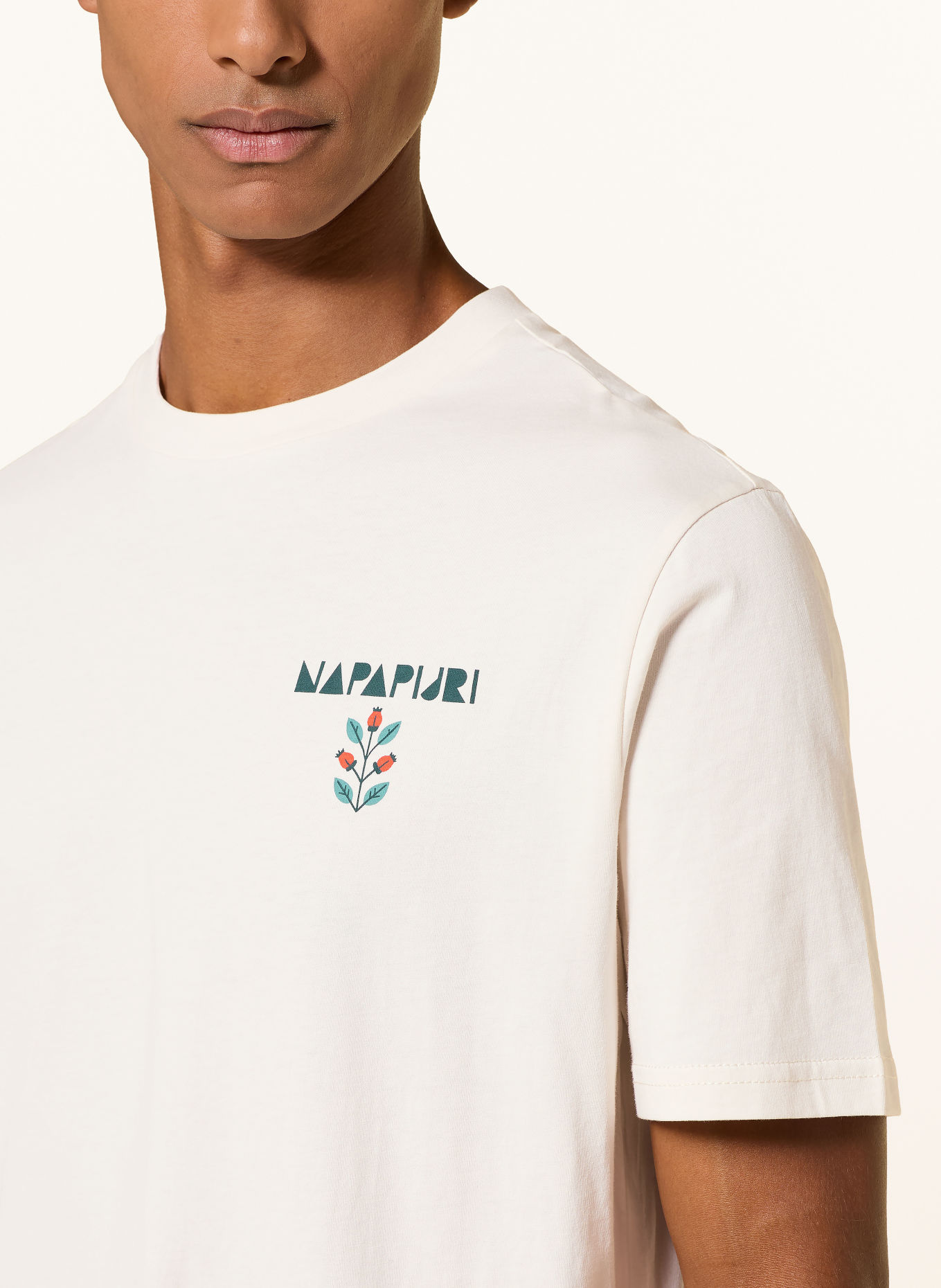 NAPAPIJRI T-shirt SWHOL: CRÈME / ORANJE / DONKERGROEN
