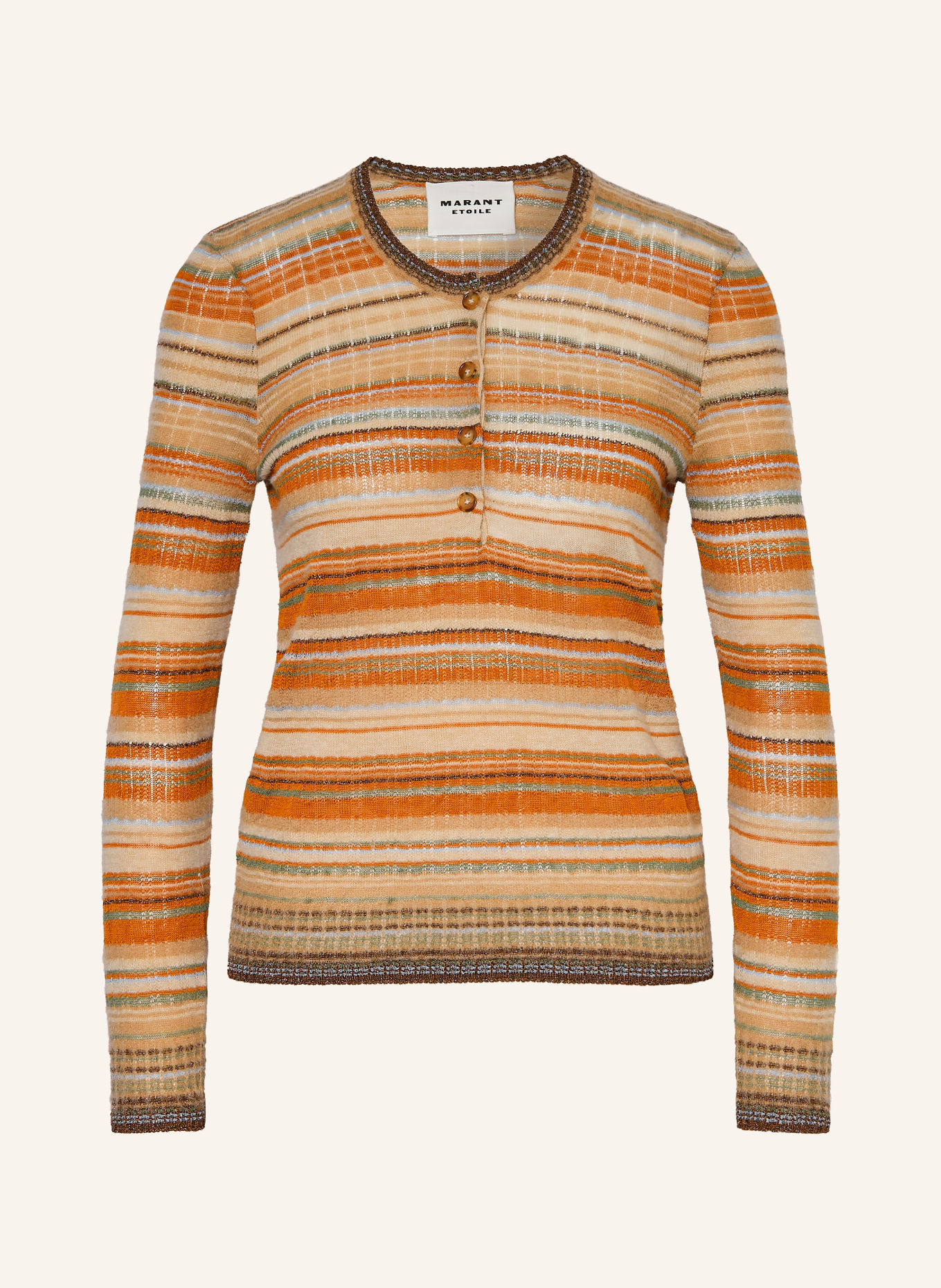 MARANT ÉTOILE Pullover FREDERICA mit Leinen und Glitzergarn: ORANGE / BEIGE / PETROL