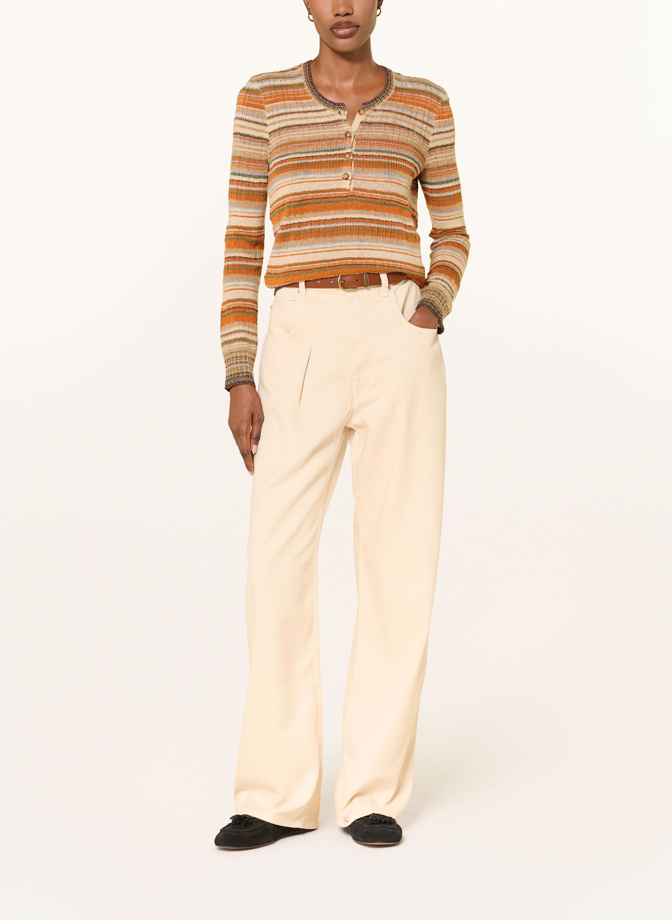 MARANT ÉTOILE Pullover FREDERICA mit Leinen und Glitzergarn: ORANGE / BEIGE / PETROL