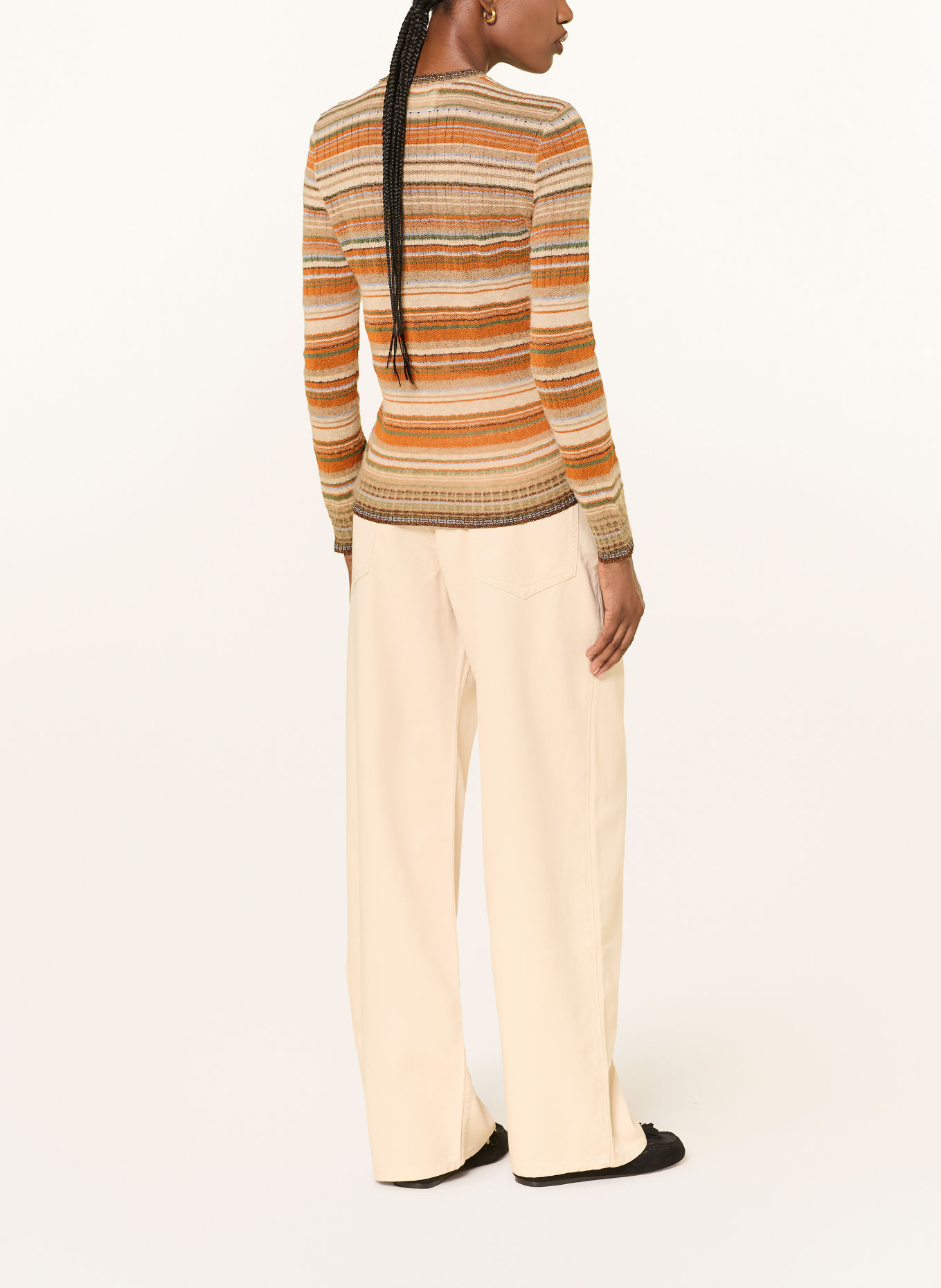 MARANT ÉTOILE Pullover FREDERICA mit Leinen und Glitzergarn: ORANGE / BEIGE / PETROL