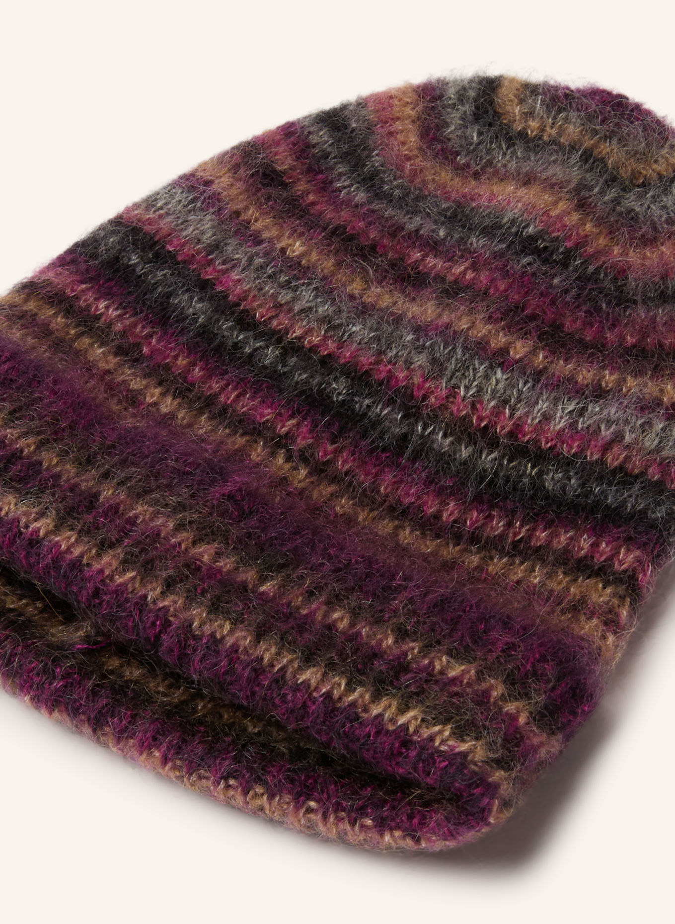 MARANT ÉTOILE Beanie MORENNE met mohair: DONKERPAARS / BEIGE / ZWART