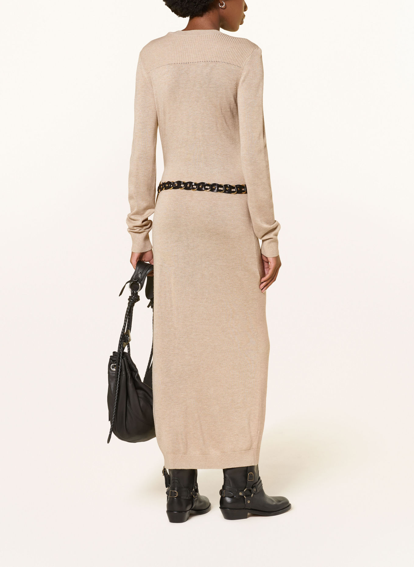 MARANT ÉTOILE JOZIRA knit dress with a wrap-style design: BEIGE