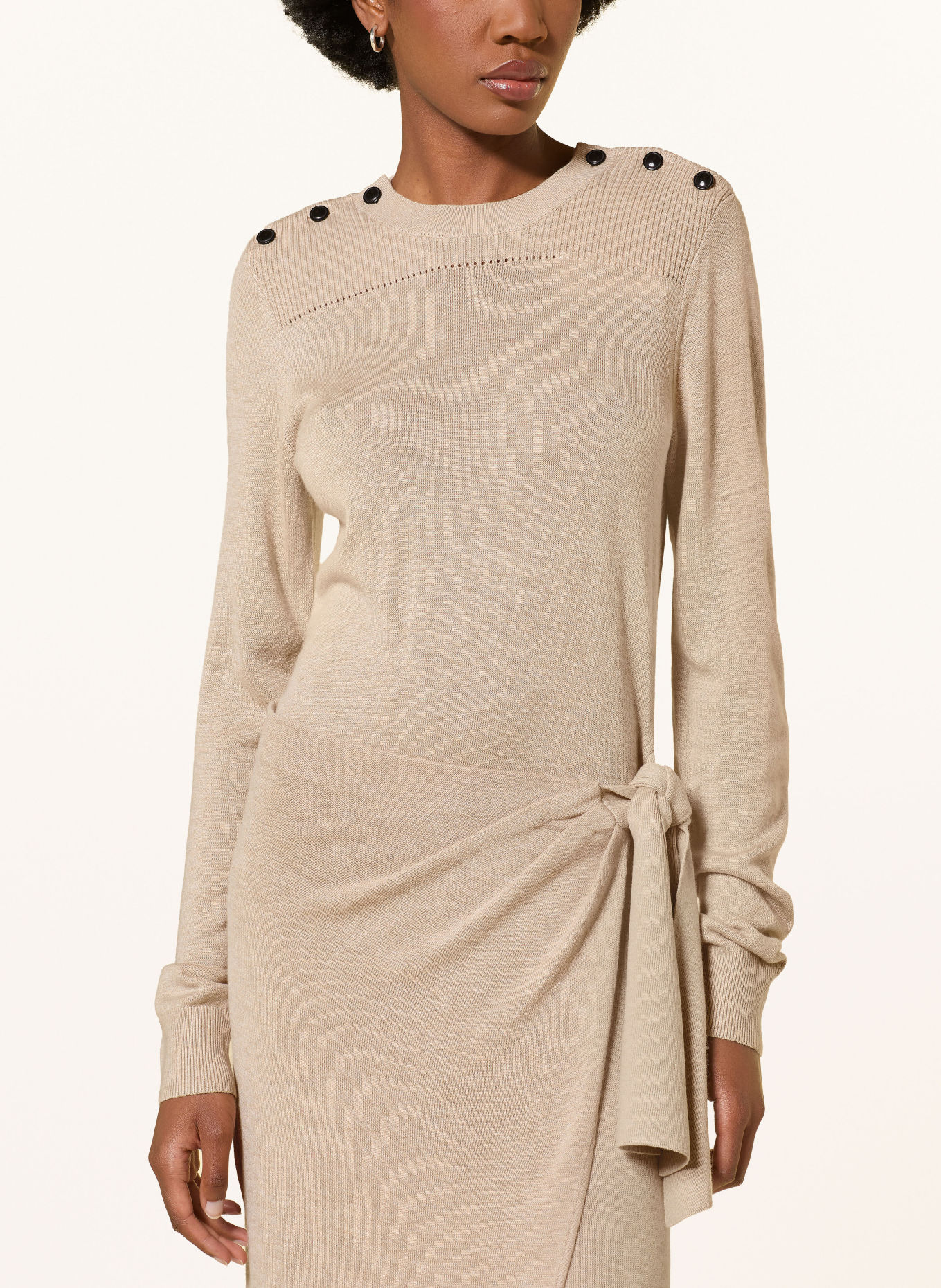 MARANT ÉTOILE JOZIRA knit dress with a wrap-style design: BEIGE